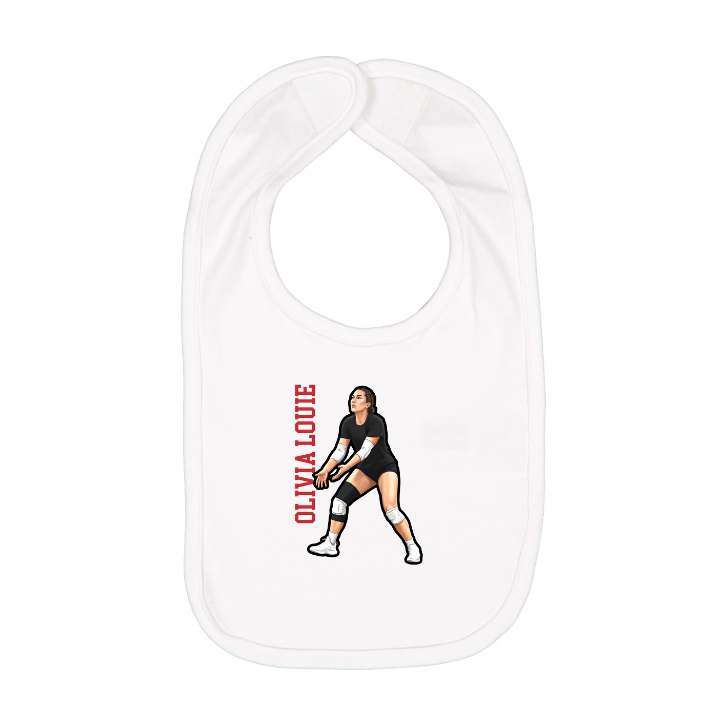 Infant Bib — Name Vertical in White