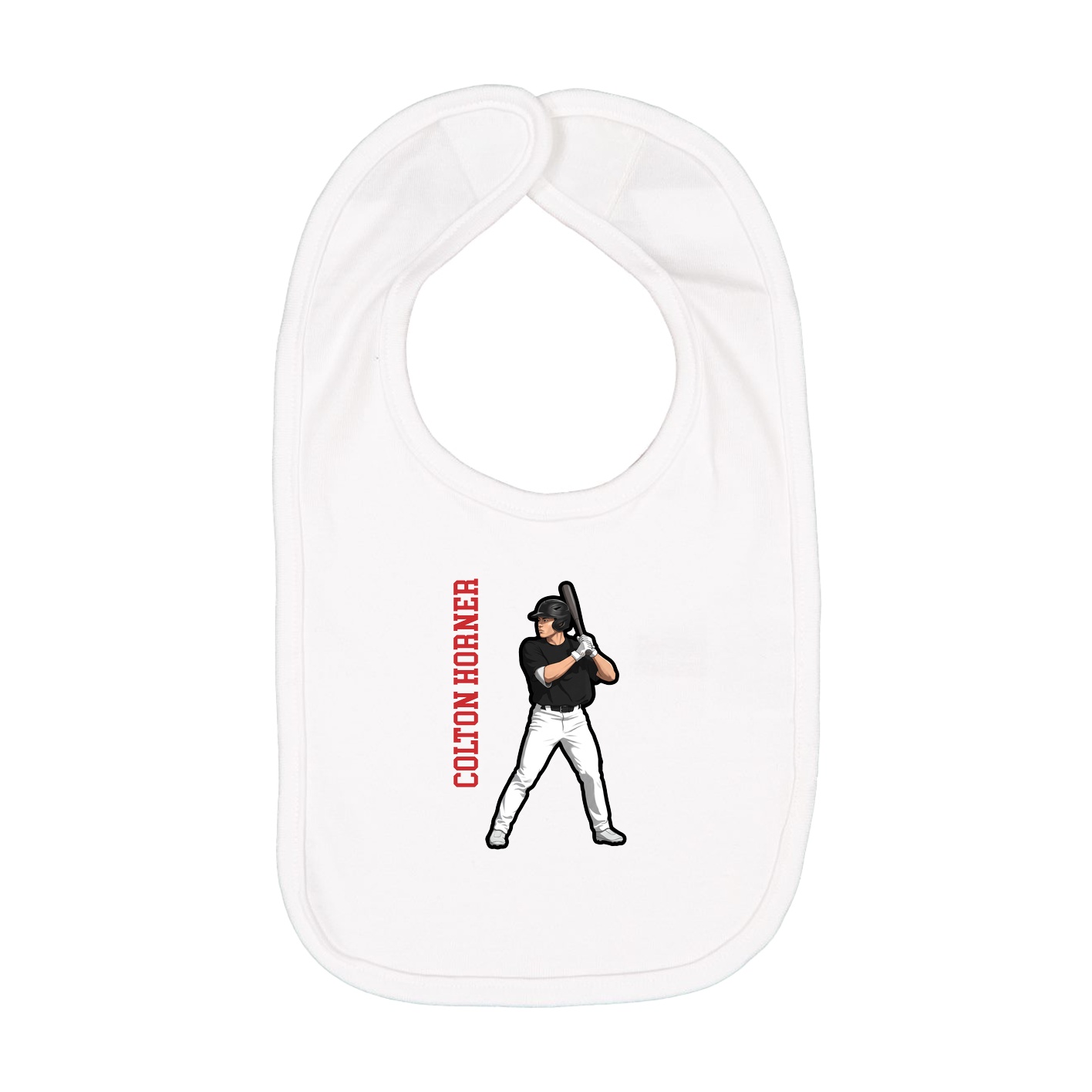 Infant Bib — Name Vertical in White