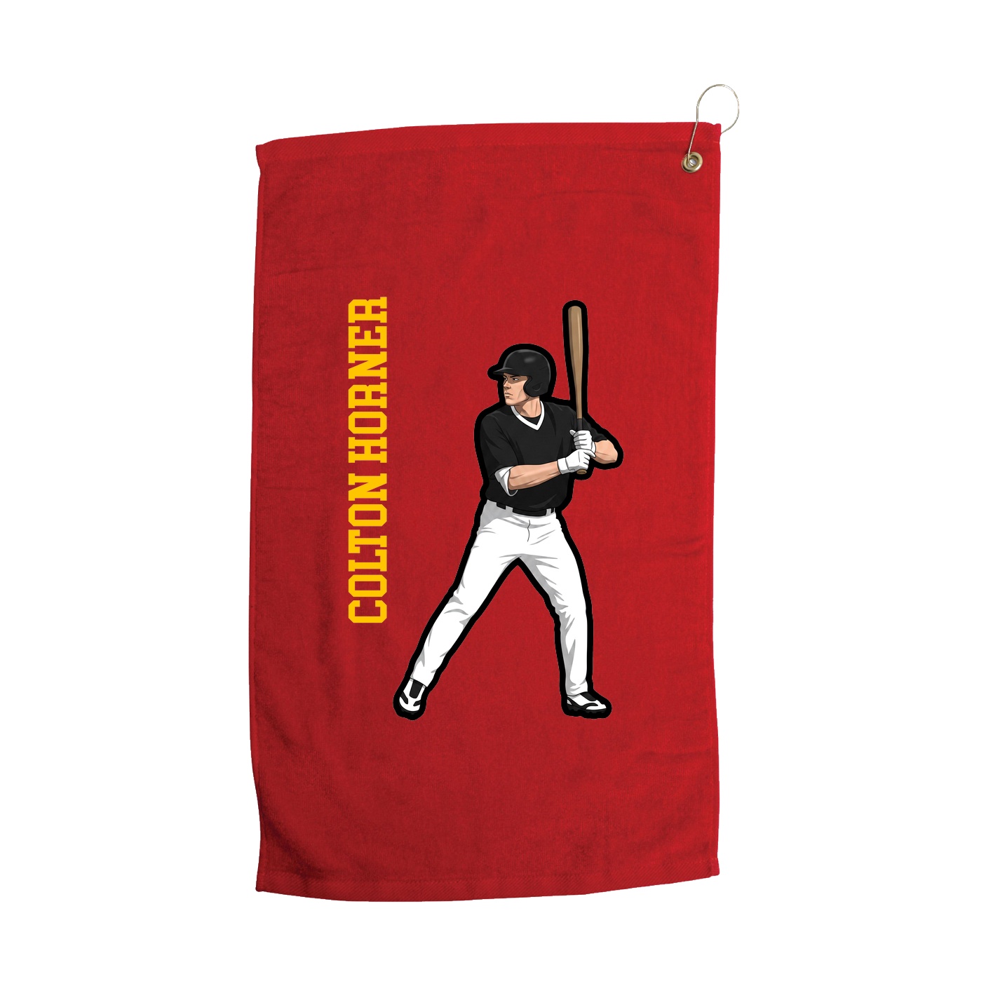 Golf Towel — Name Vertical in Red