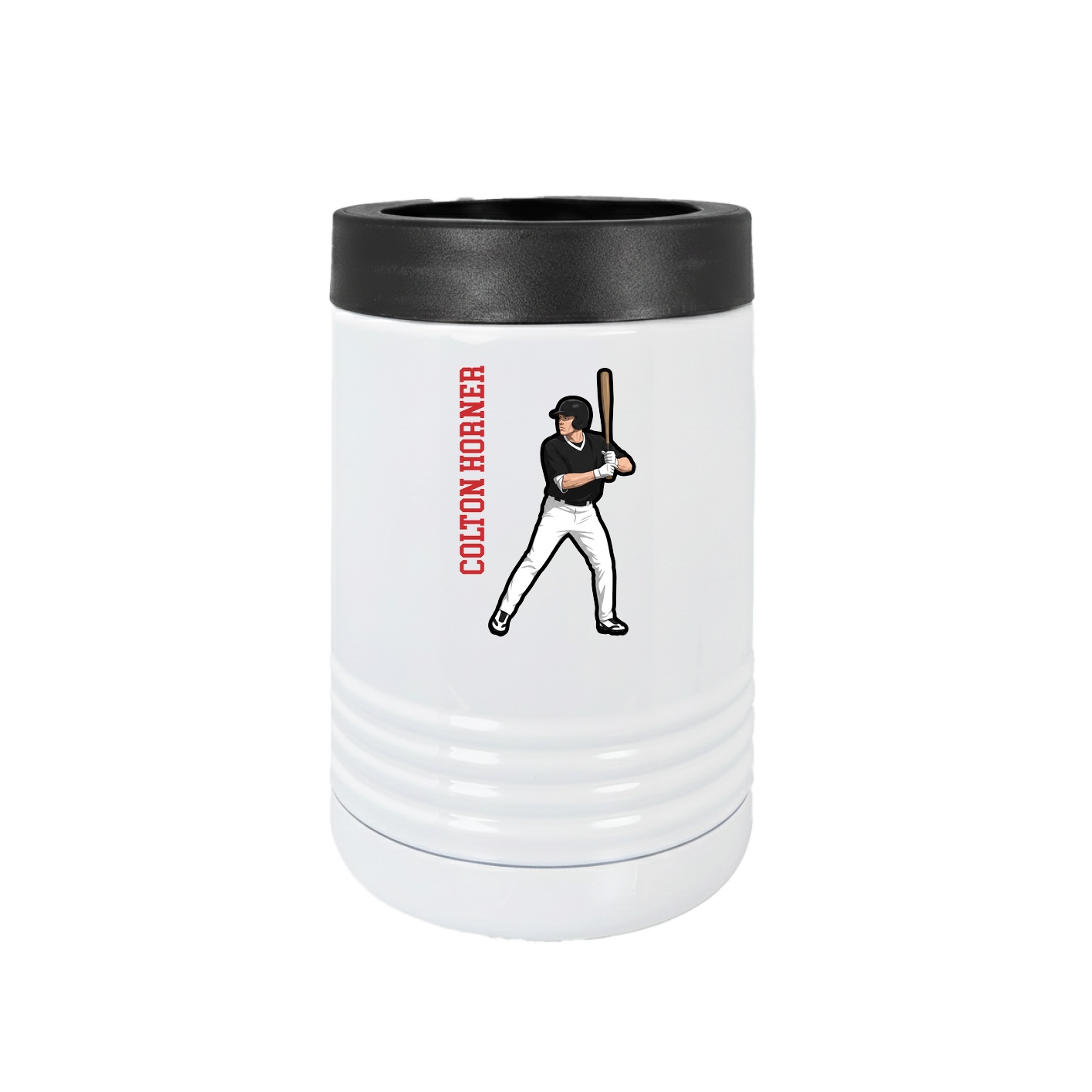 Beverage Holder — Name Vertical in White