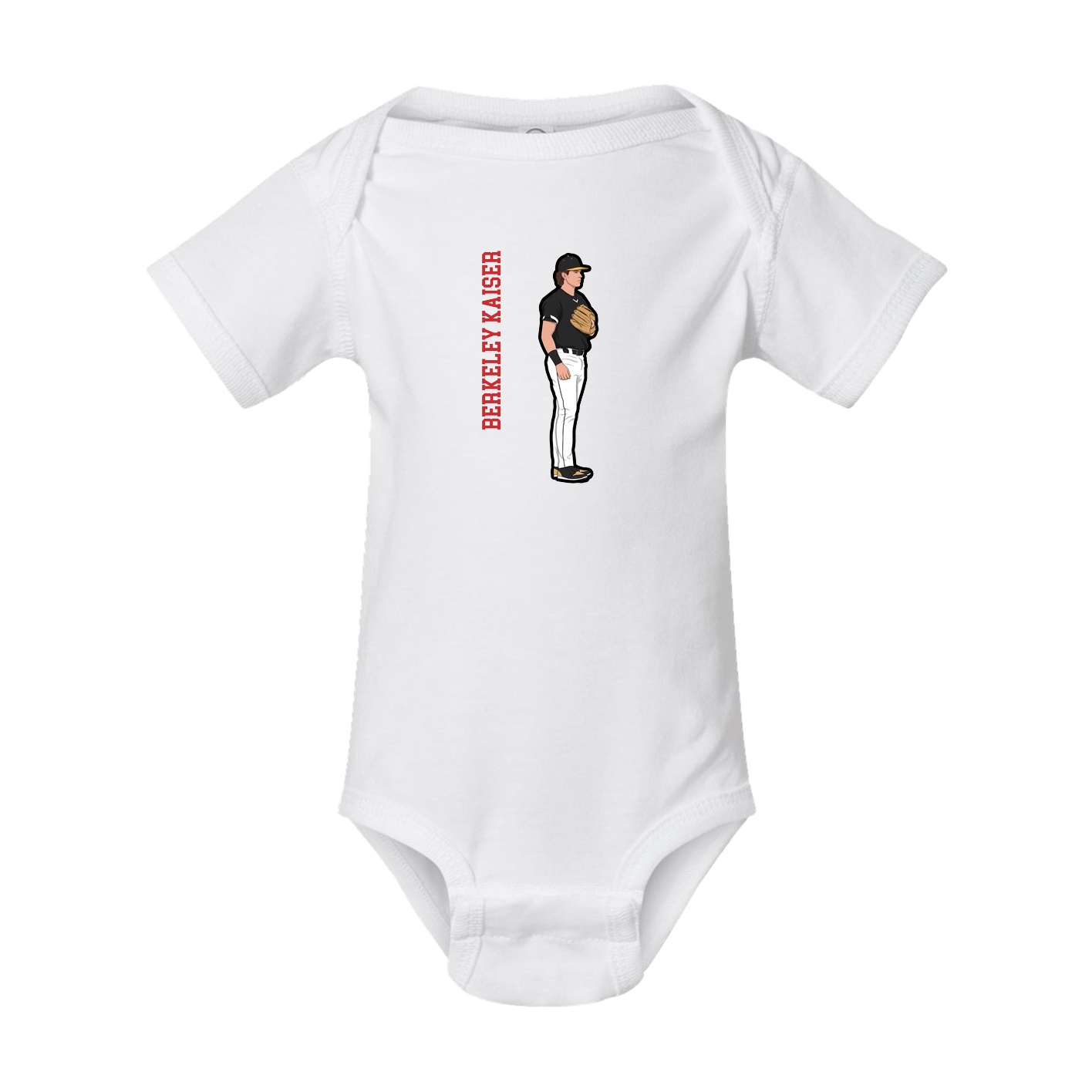 Baby Onesie — Name Vertical in White
