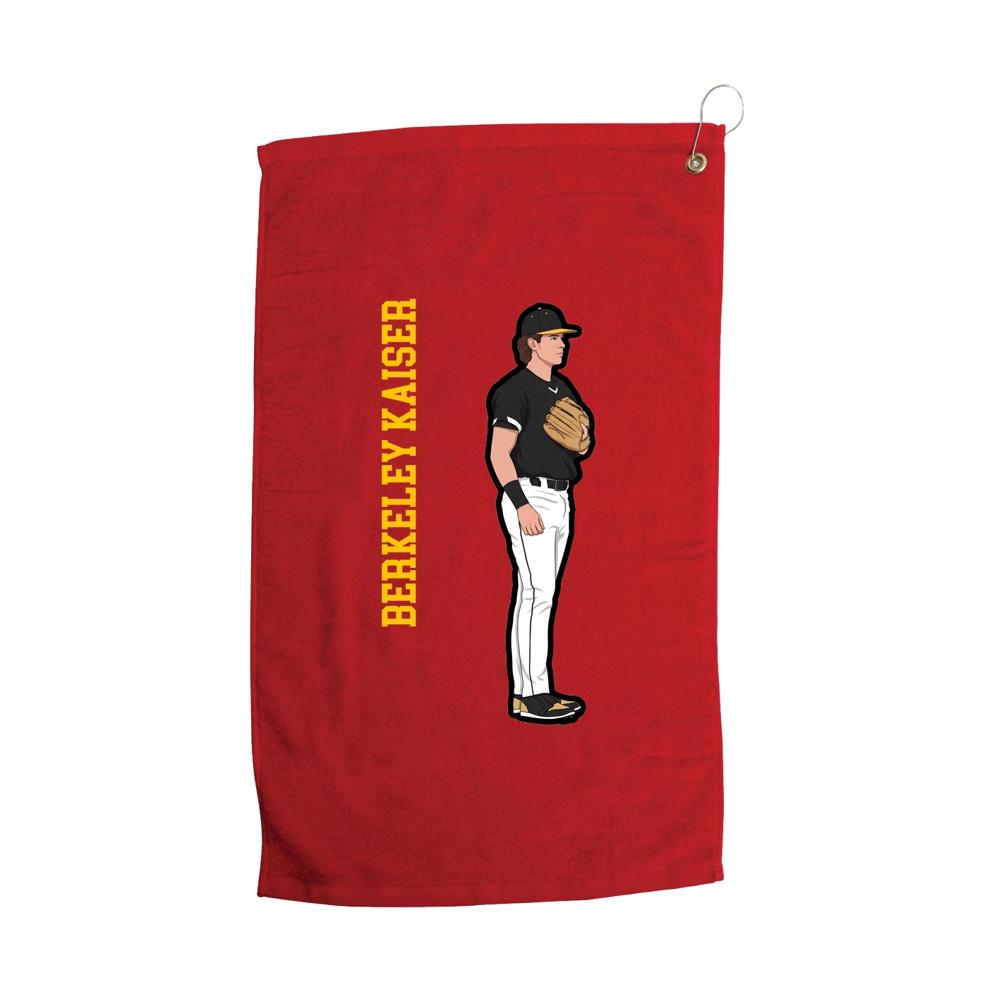 Golf Towel — Name Vertical in Red