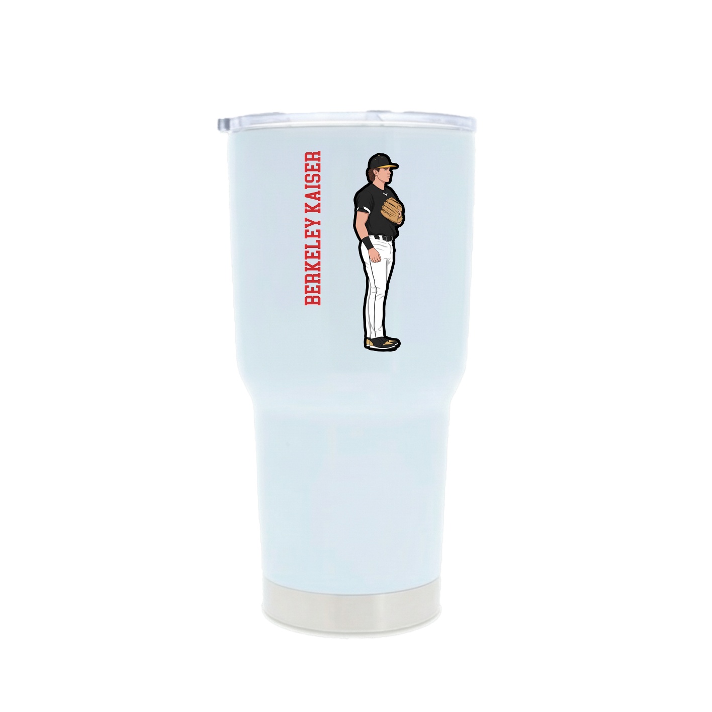30oz Stainless Steel Tumbler — Name Vertical in White