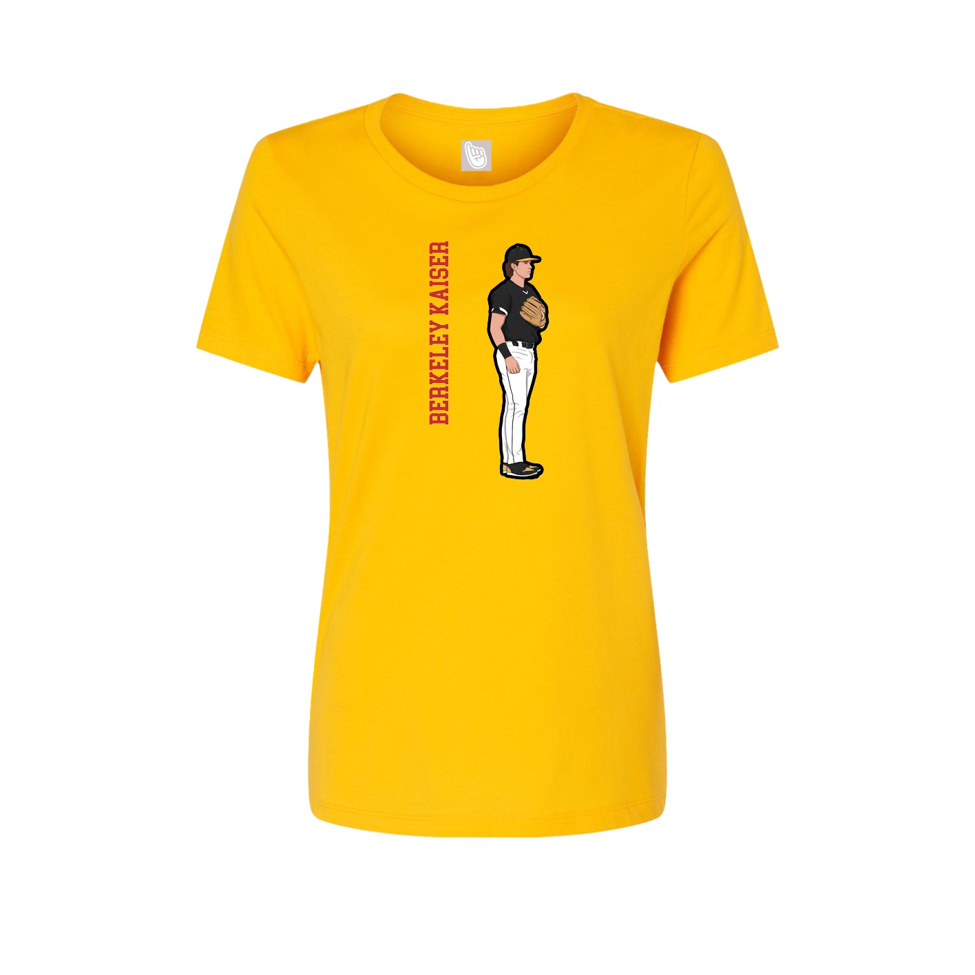 Fitted Women's Tee — Name Vertical in Gold