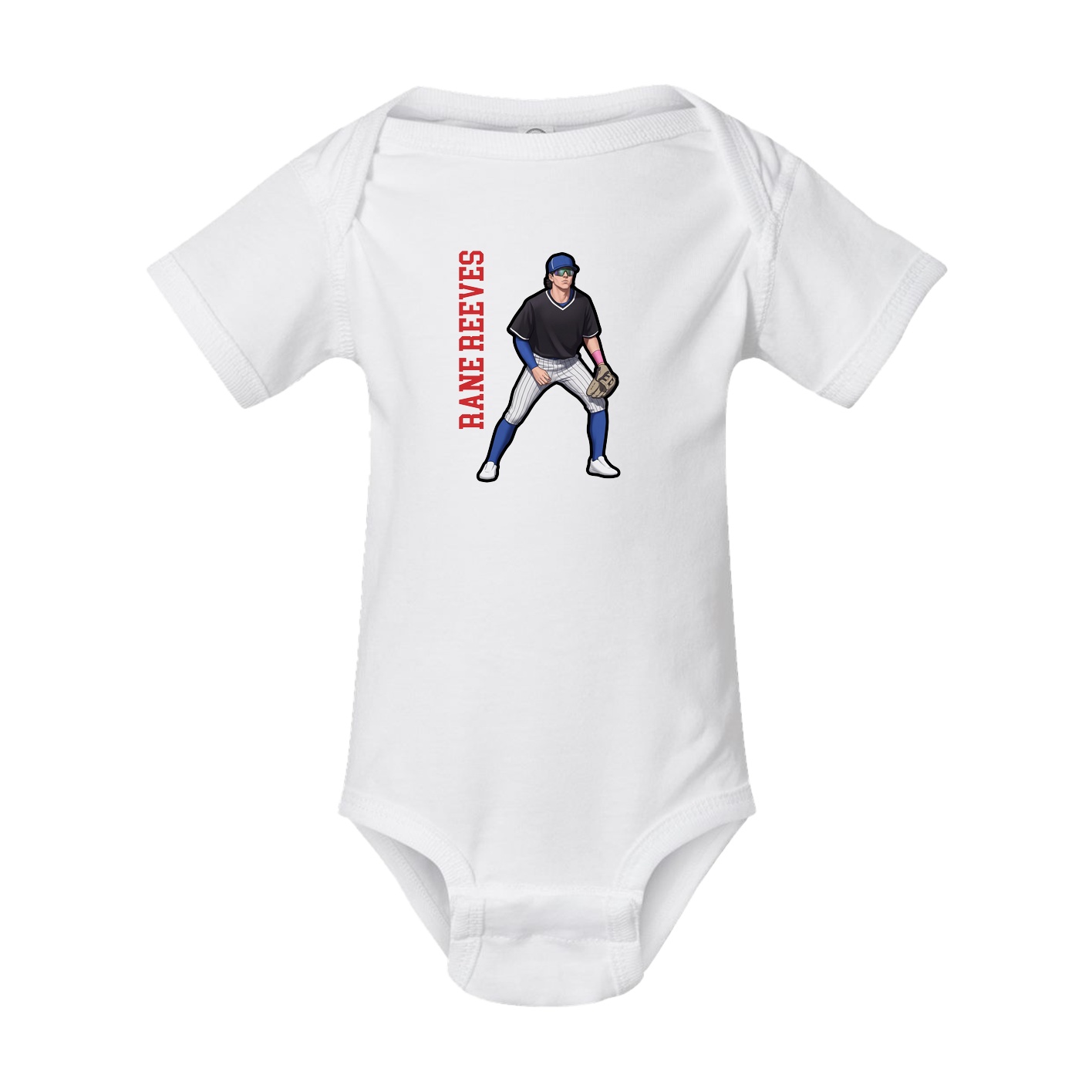Baby Onesie — Name Vertical in White