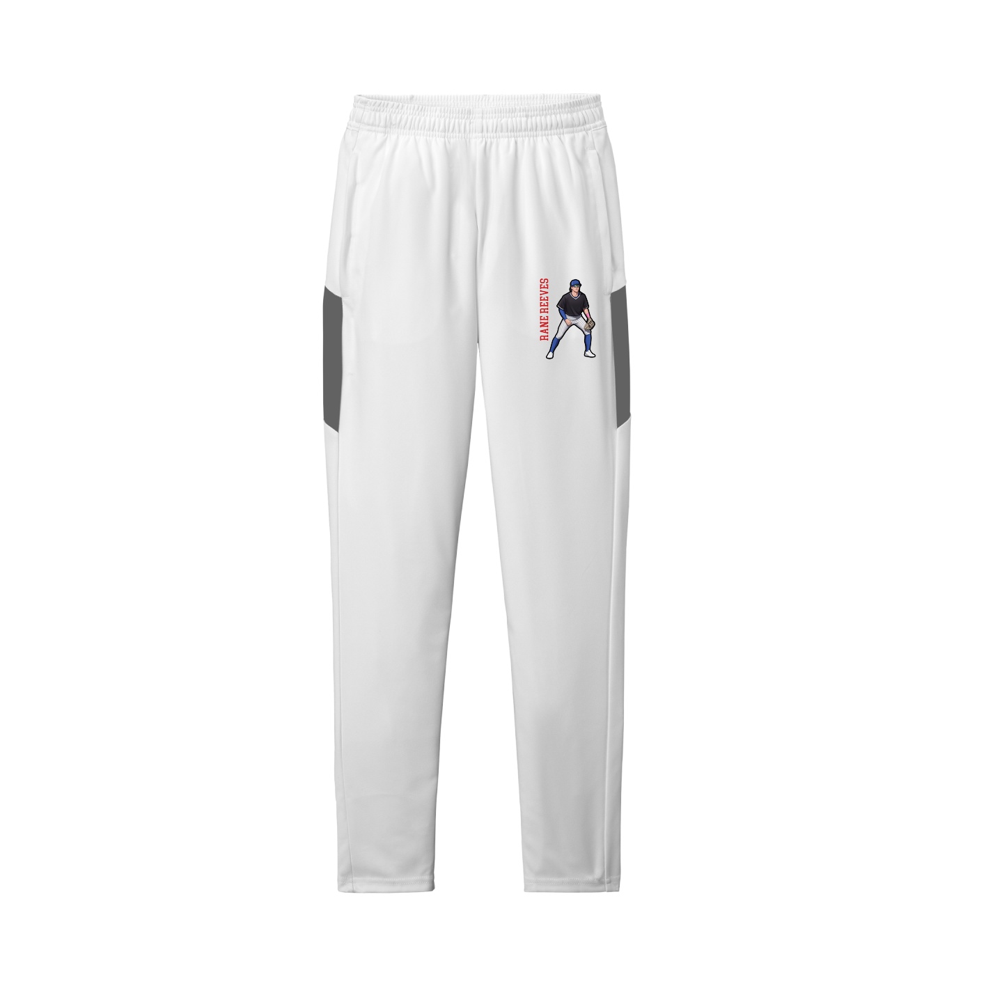 Team Travel Pant — Name Vertical in White/Grey