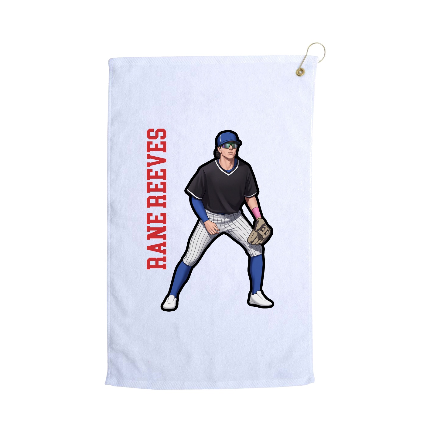 Golf Towel — Name Vertical in White