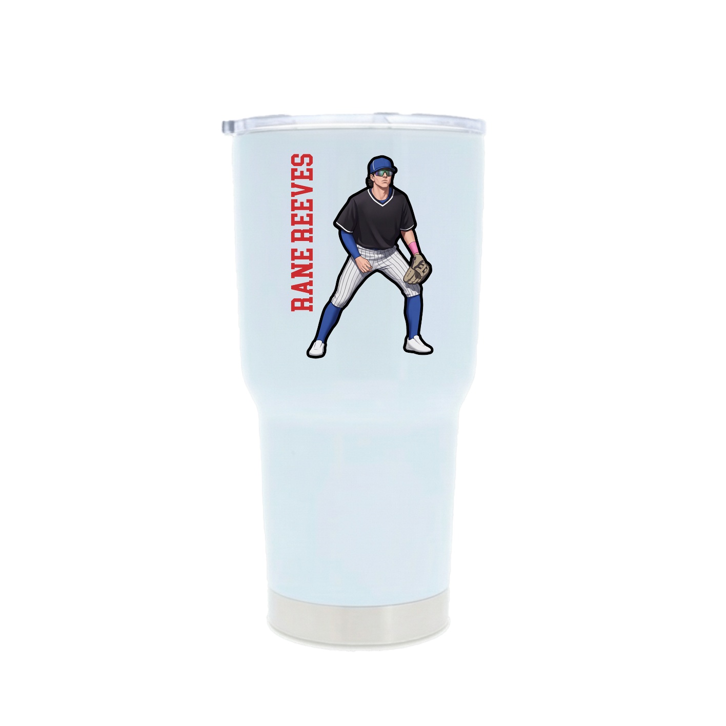 30oz Stainless Steel Tumbler — Name Vertical in White
