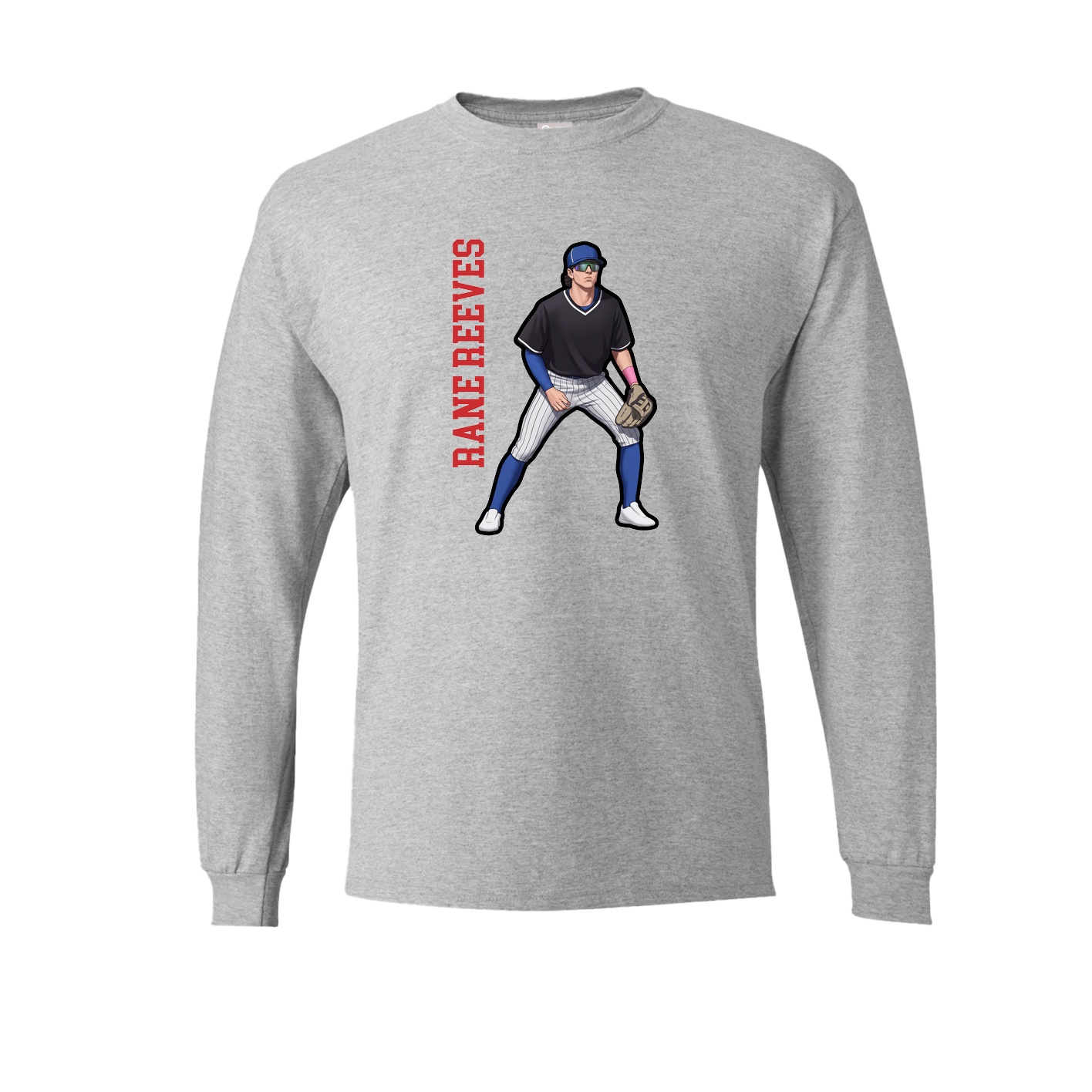 Long Sleeve Tee — Name Vertical in Grey