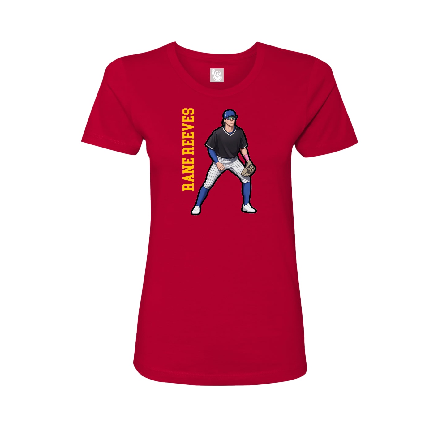 Fitted Women's Tee — Name Vertical in Red