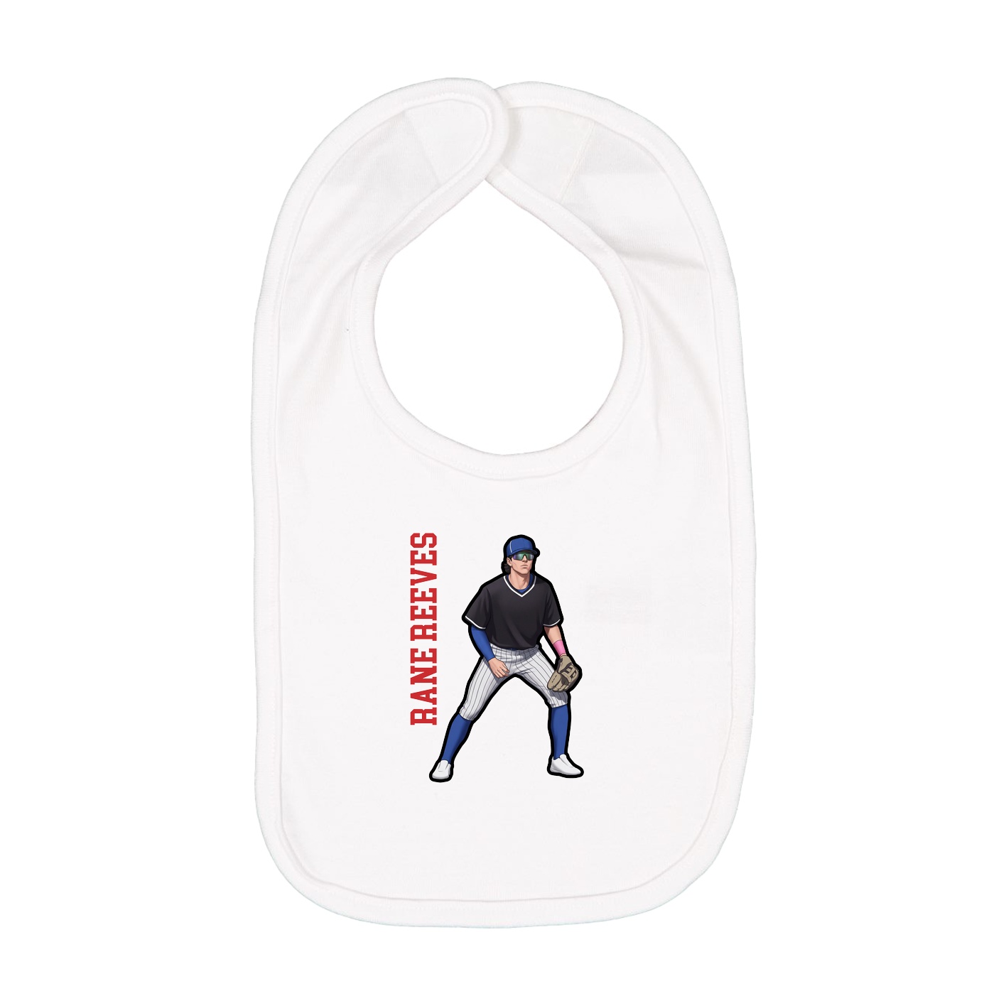 Infant Bib — Name Vertical in White