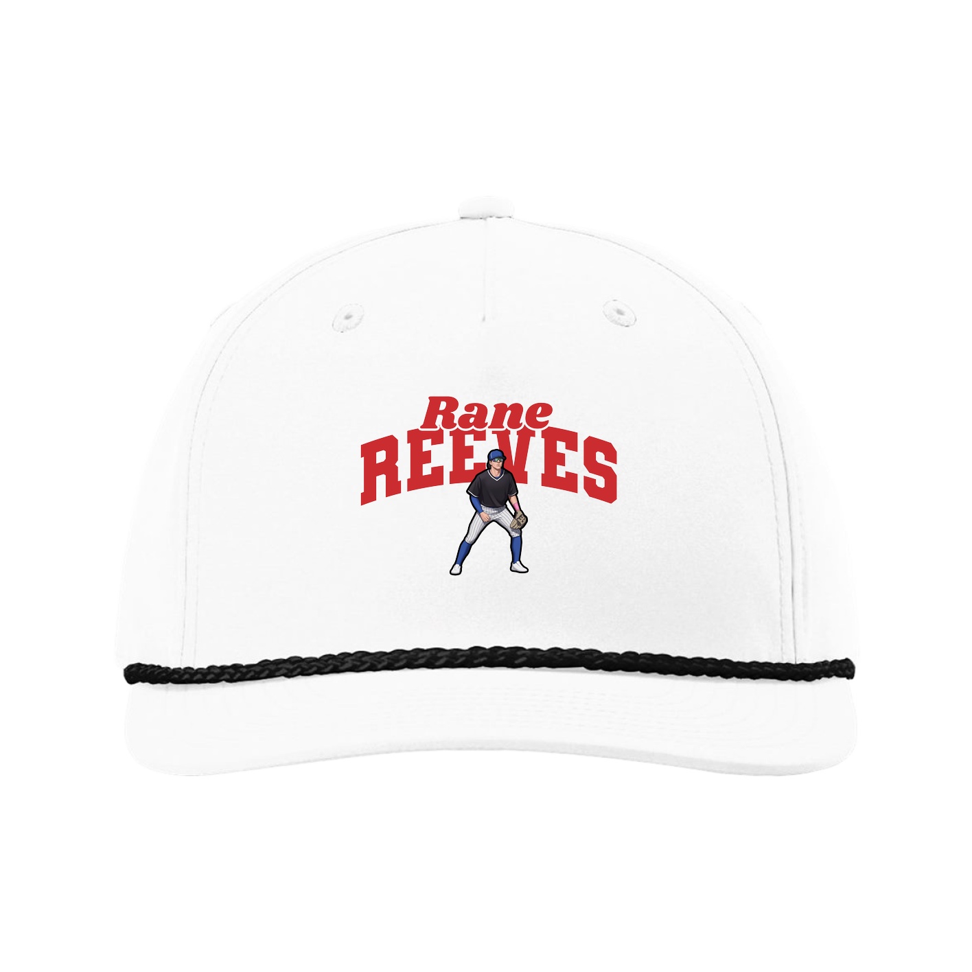 Five-Panel Classic Rope Cap — Signature Arch in White