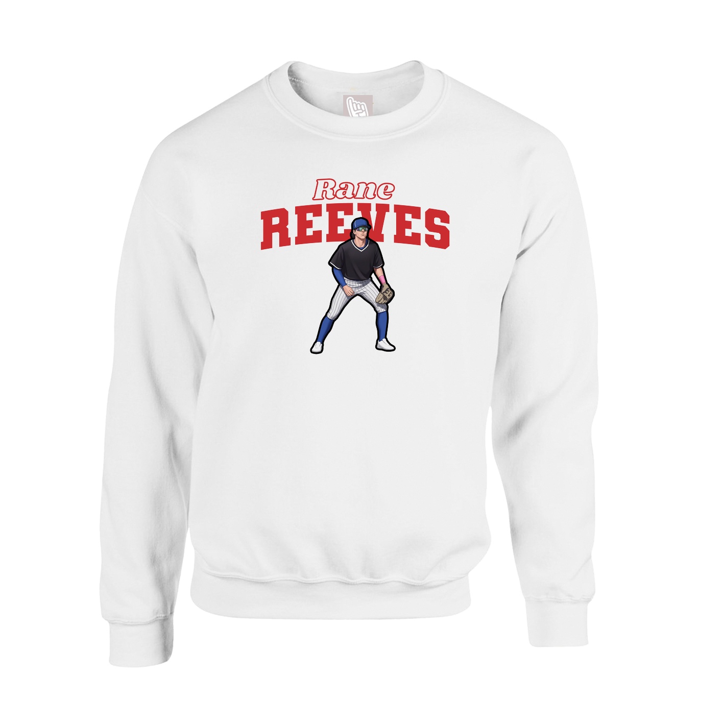 Fleece Crew — Name Arch in White