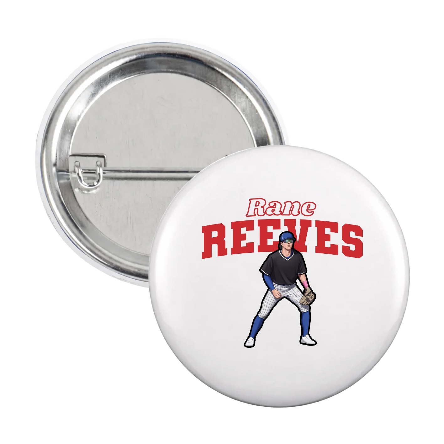 Game Day Button — Name Arch in White