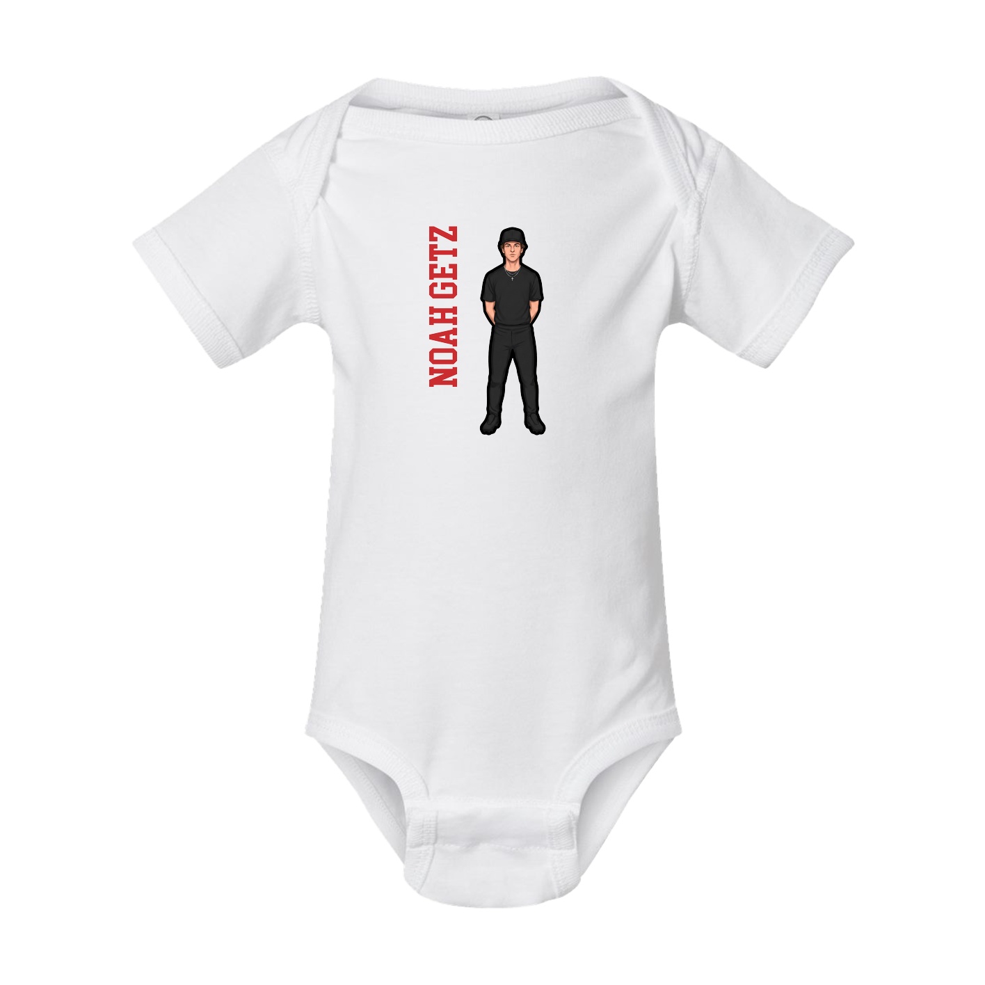 Baby Onesie — Name Vertical in White