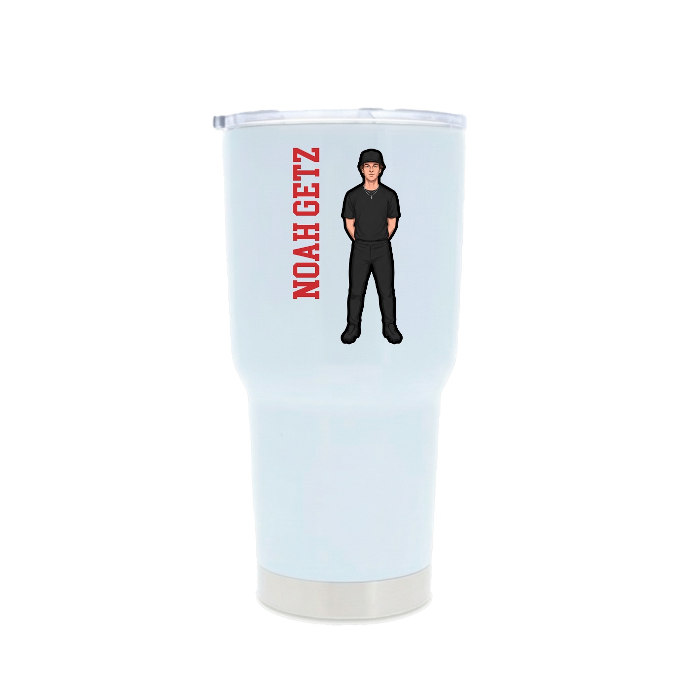 30oz Stainless Steel Tumbler — Name Vertical in White
