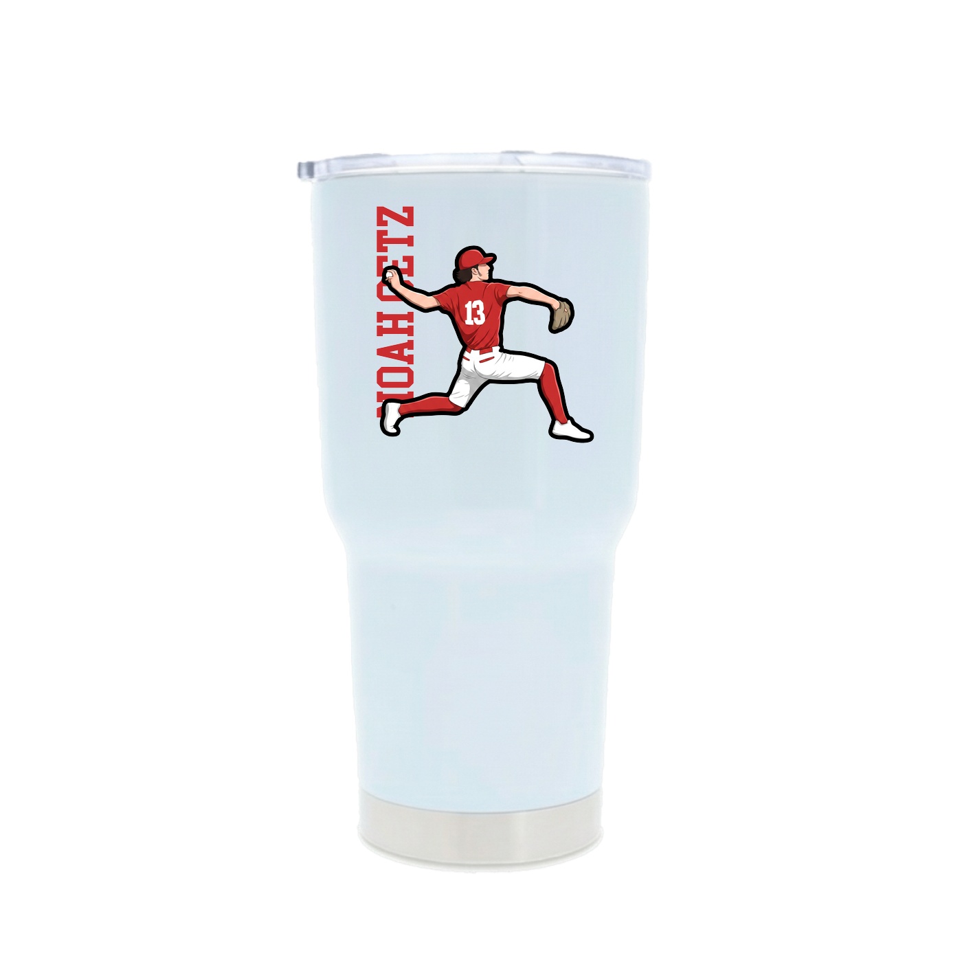 30oz Stainless Steel Tumbler — Name Vertical in White
