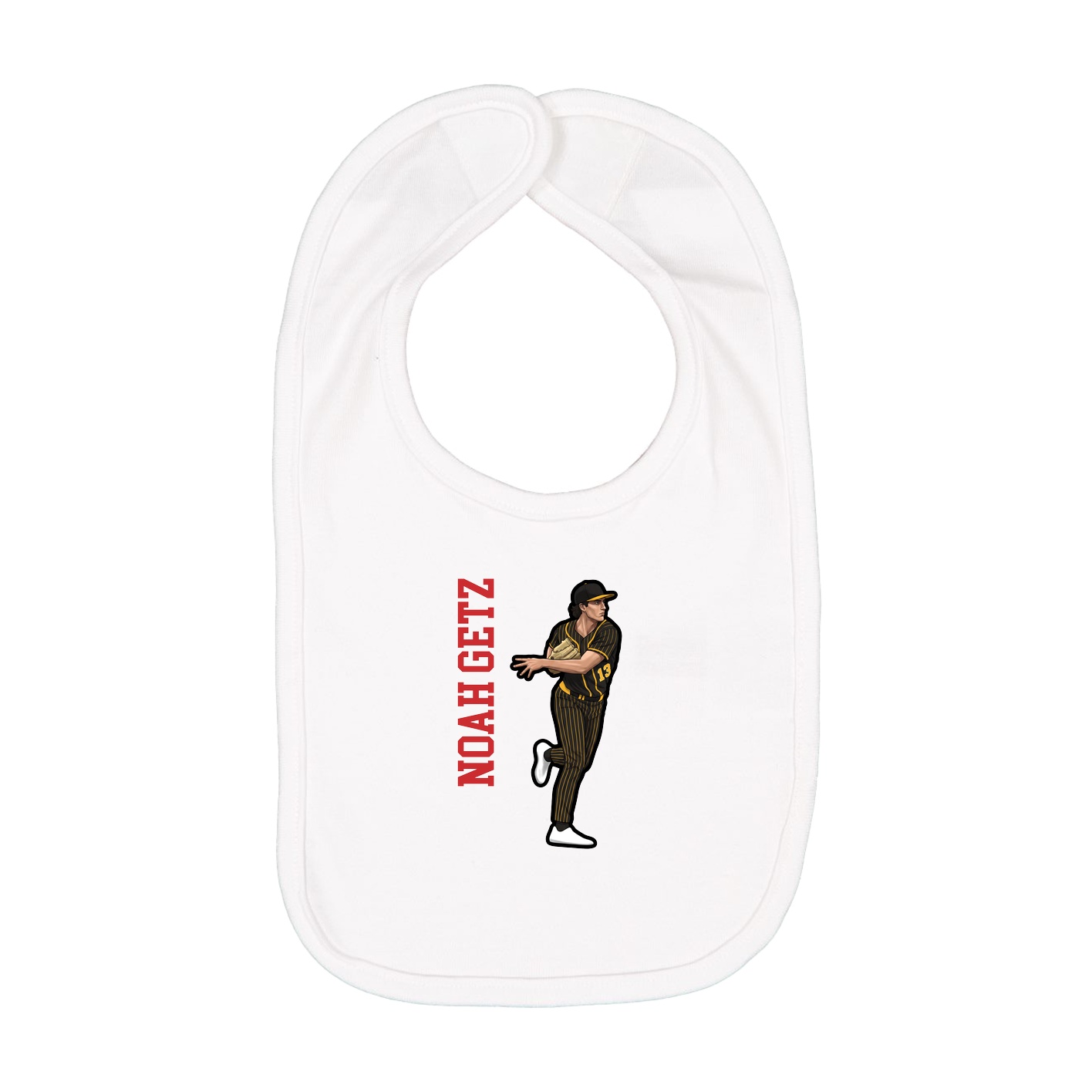 Infant Bib — Name Vertical in White