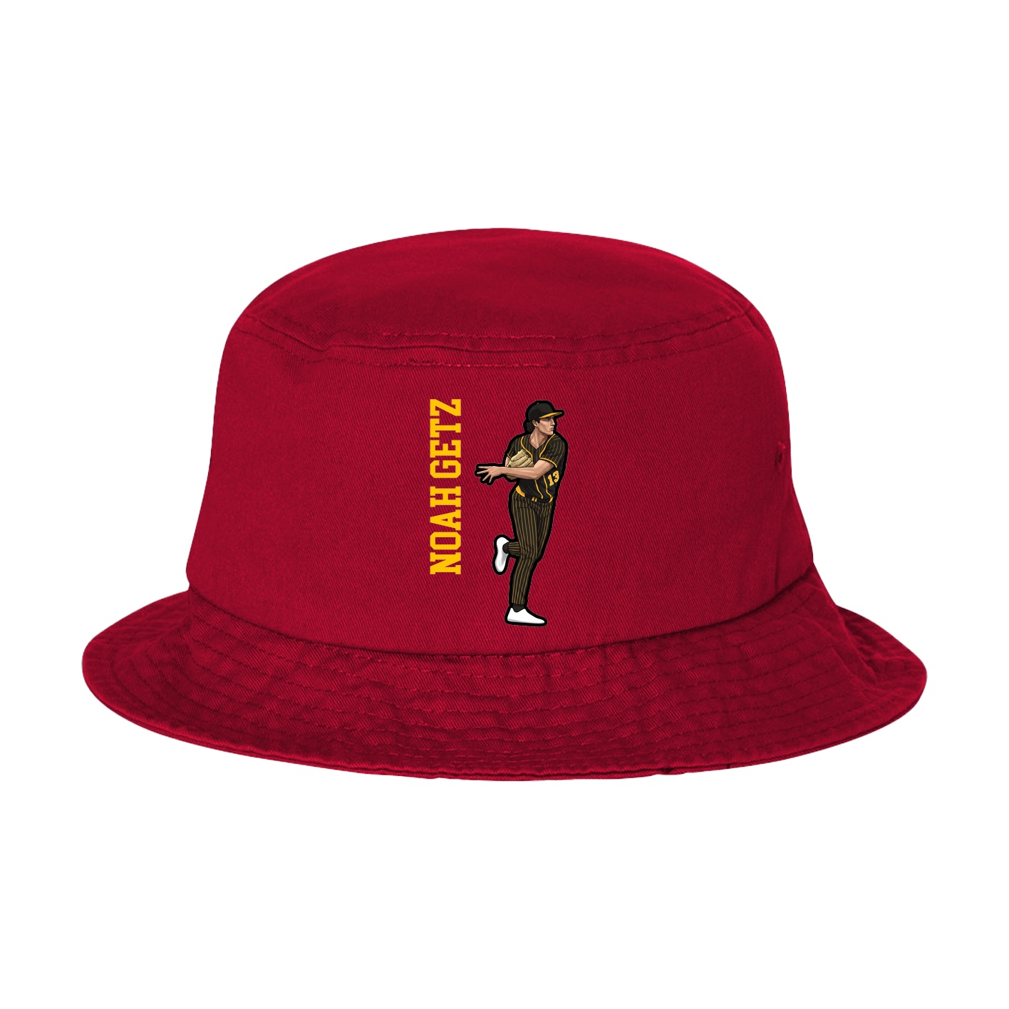 Bucket Cap — Name Vertical in Red