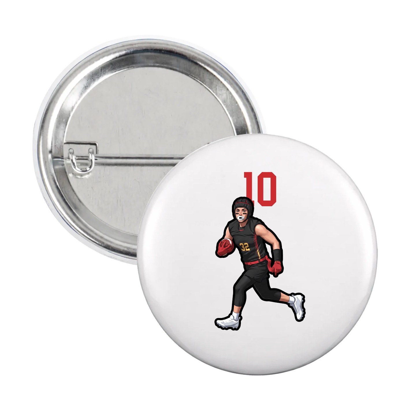 Game Day Button — Number Top in White