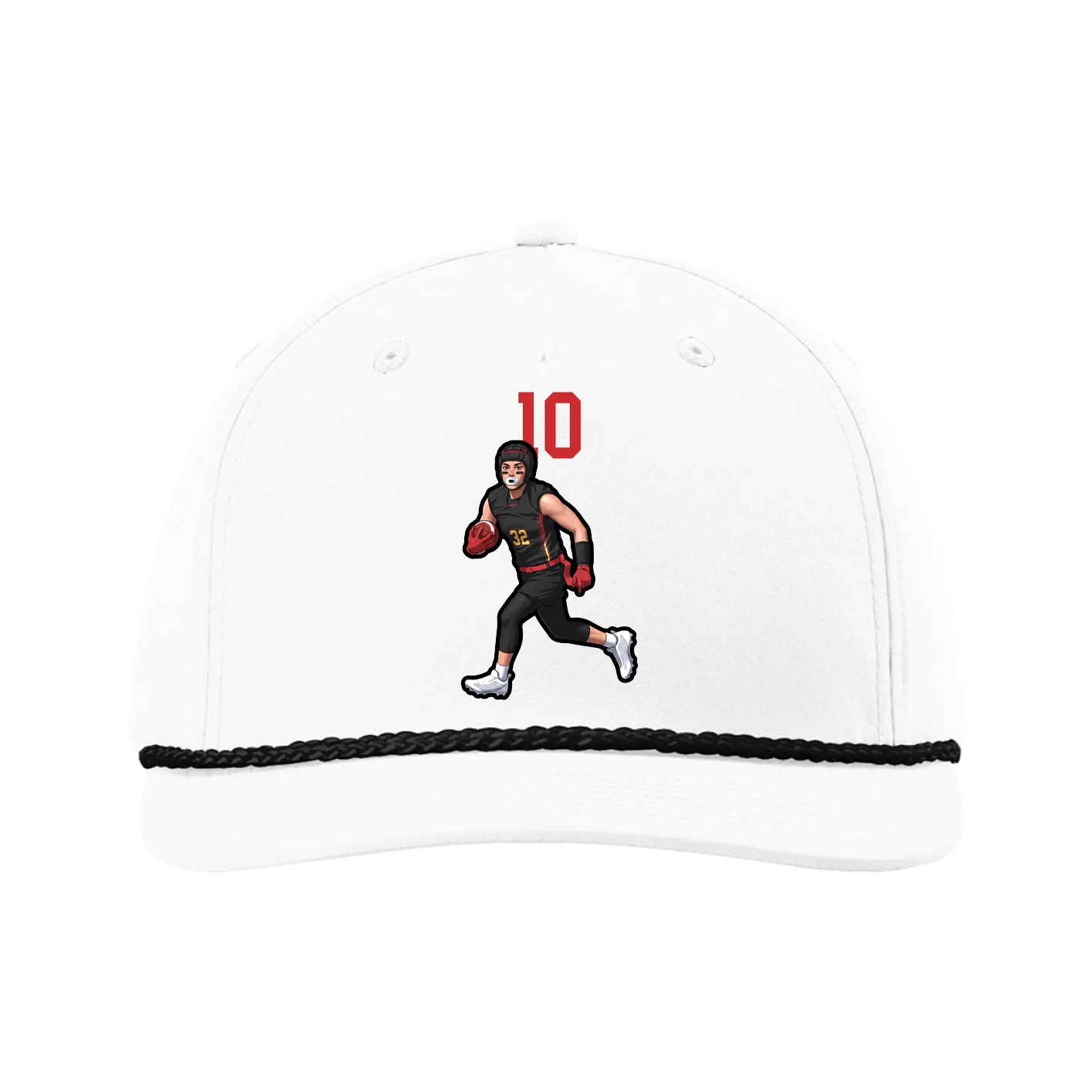 Five-Panel Classic Rope Cap — Number Top in White