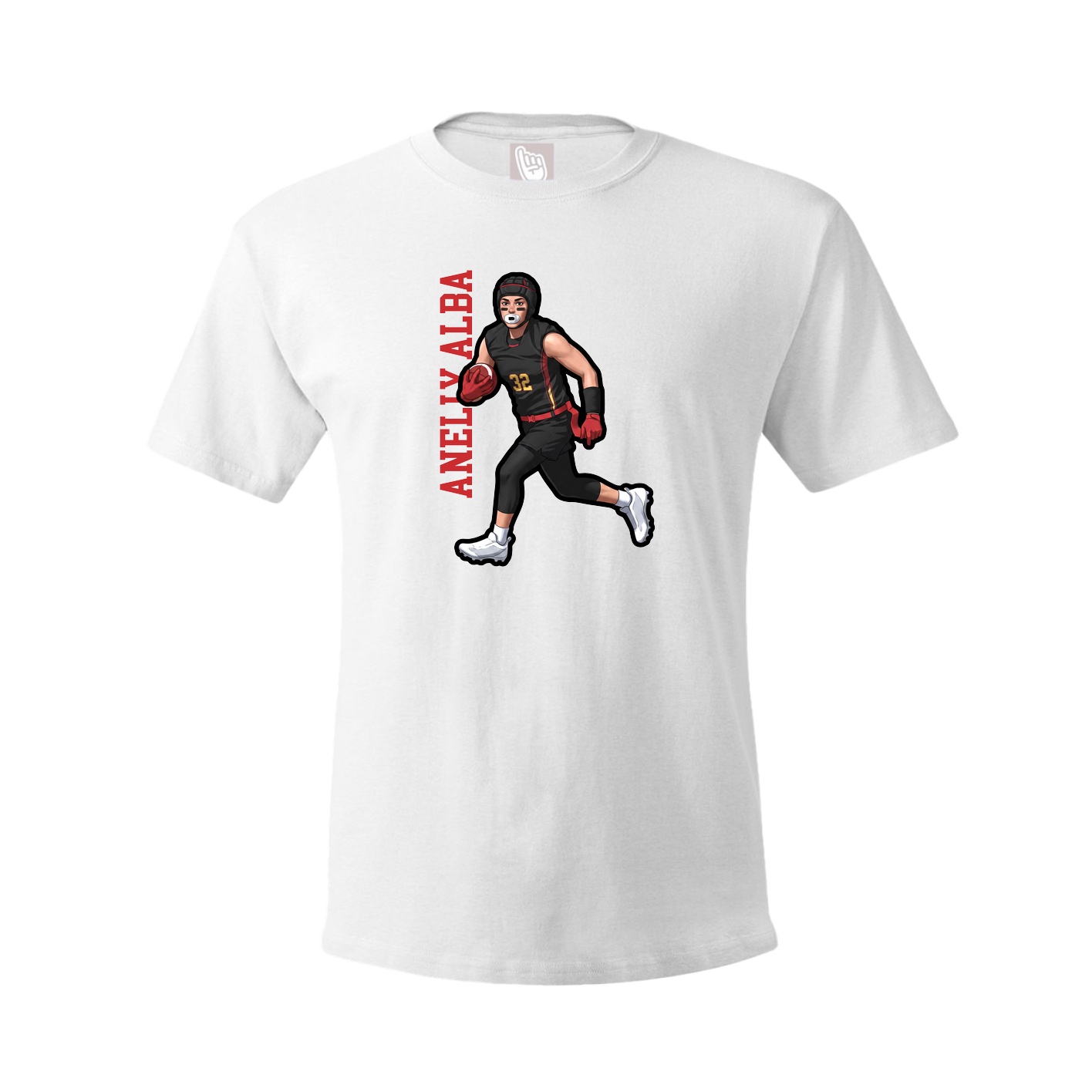 Youth Tee — Name Vertical in White