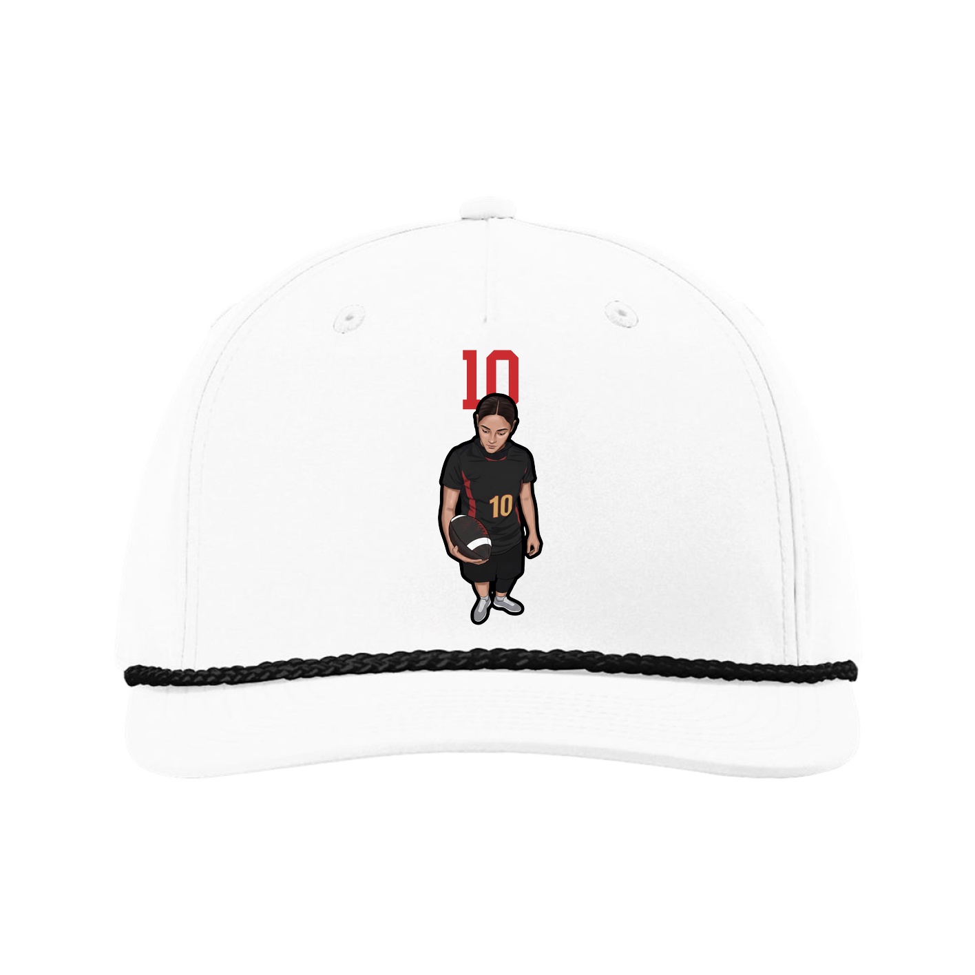 Five-Panel Classic Rope Cap — Number Top in White