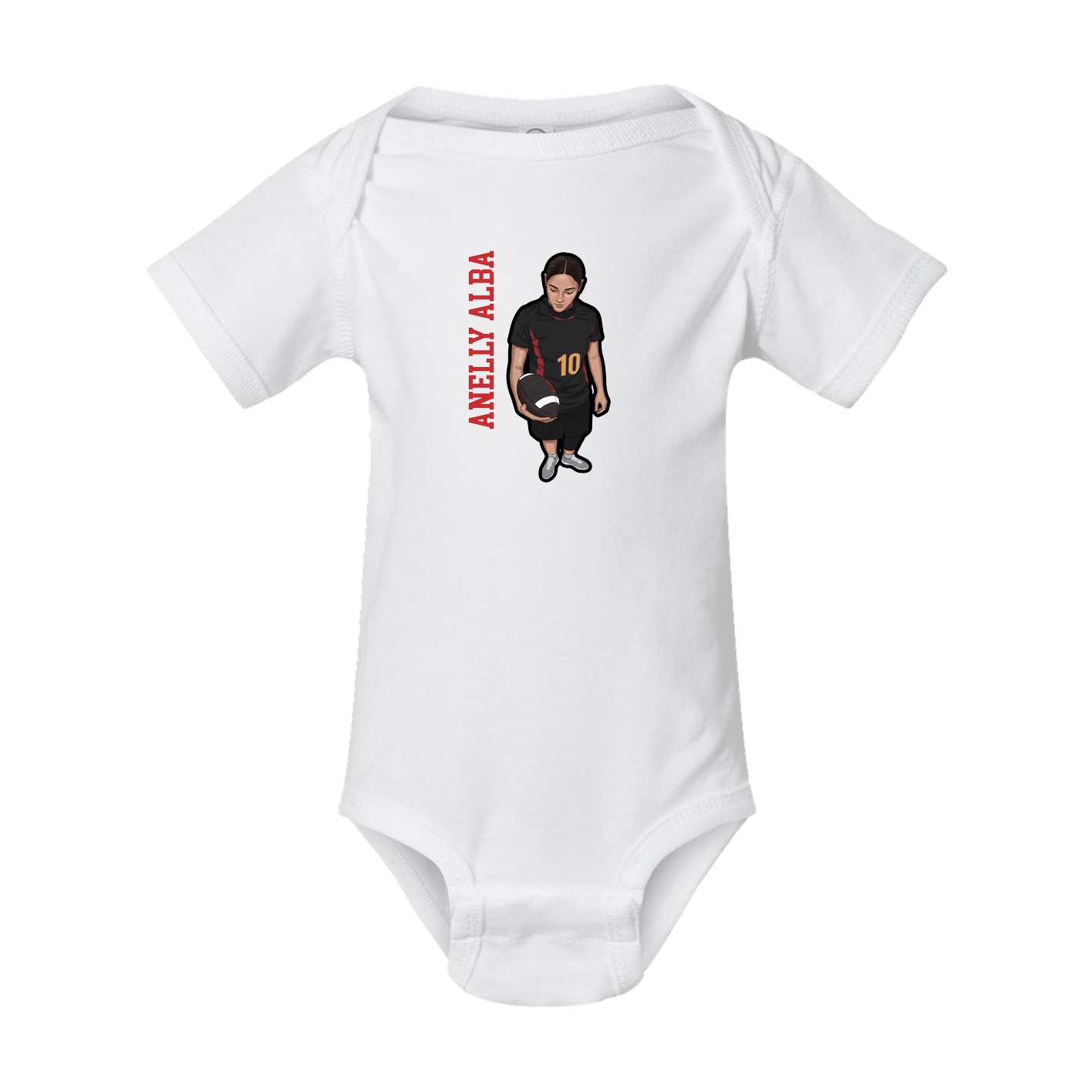 Baby Onesie — Name Vertical in White