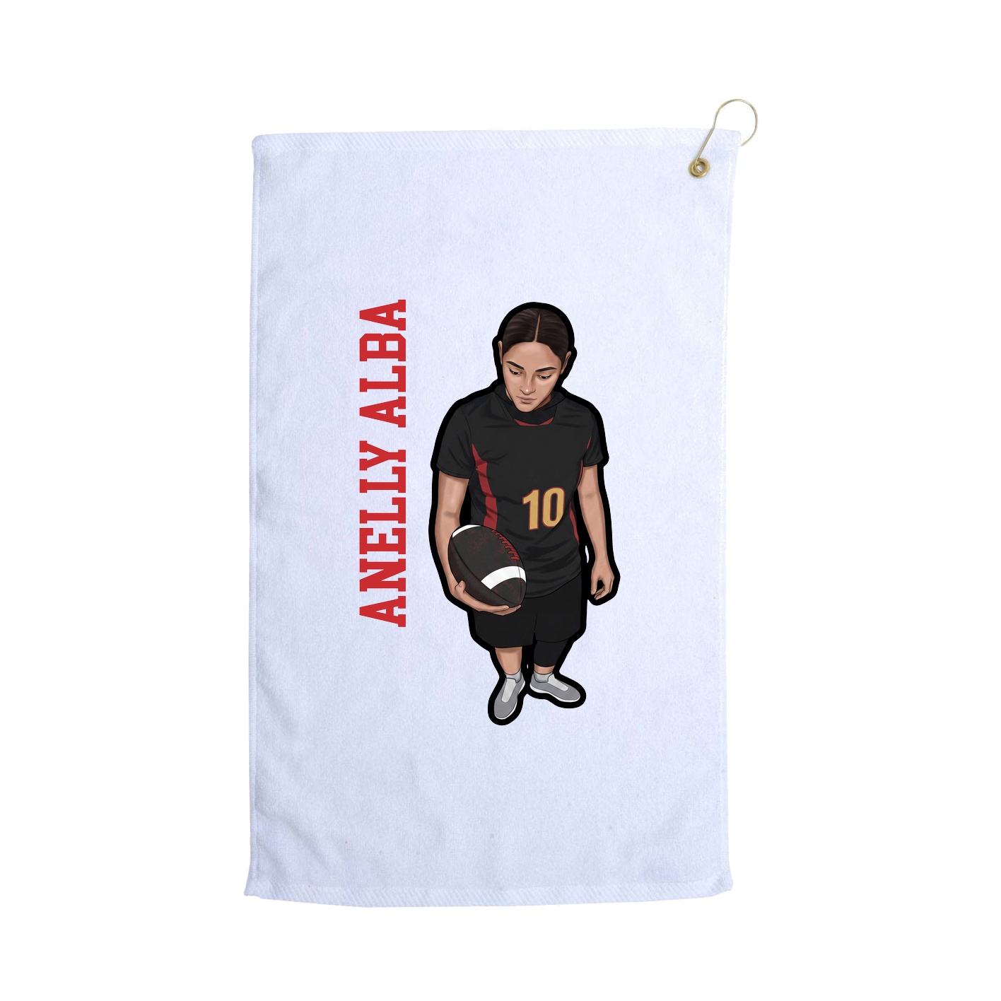 Golf Towel — Name Vertical in White