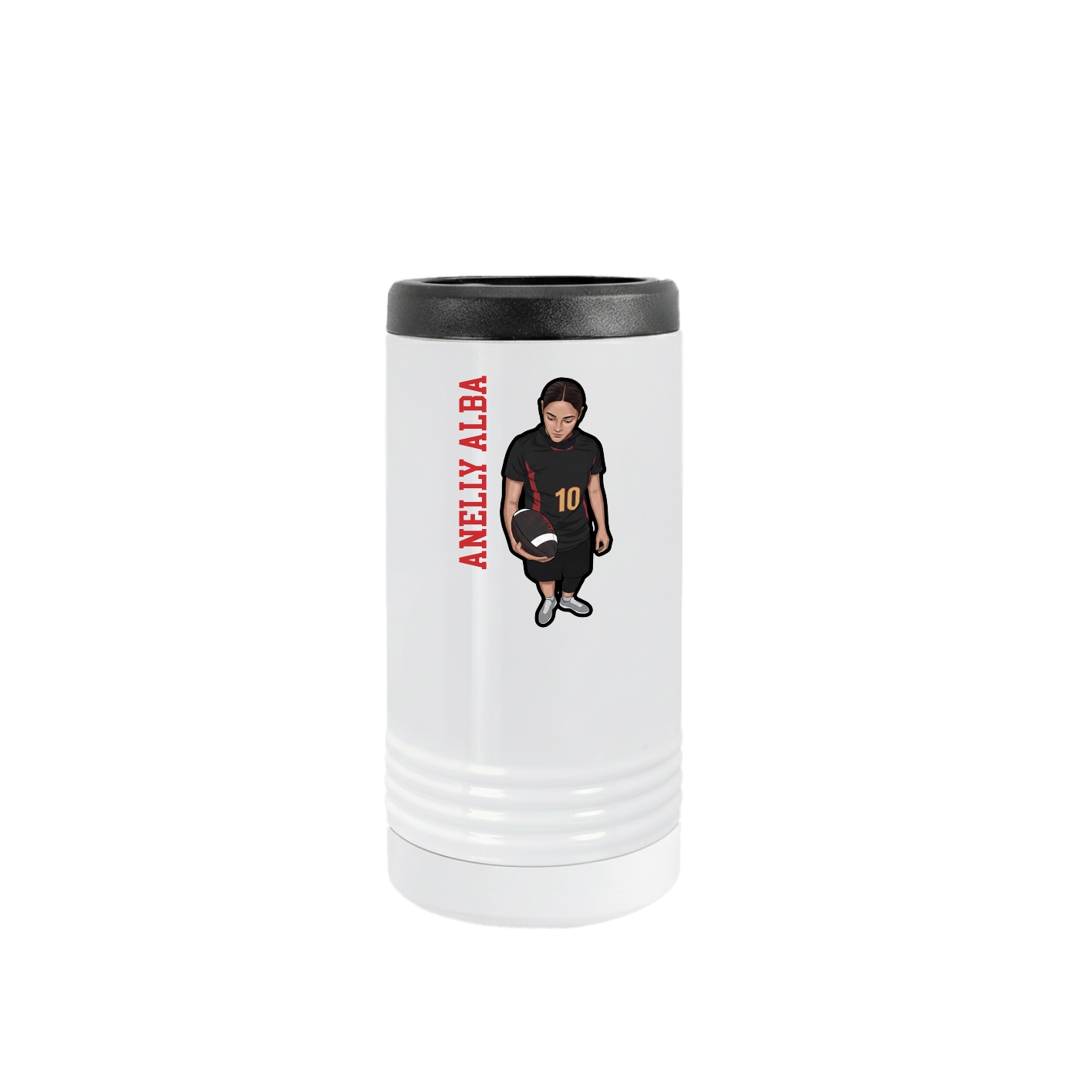 Slim Beverage Holder — Name Vertical in White