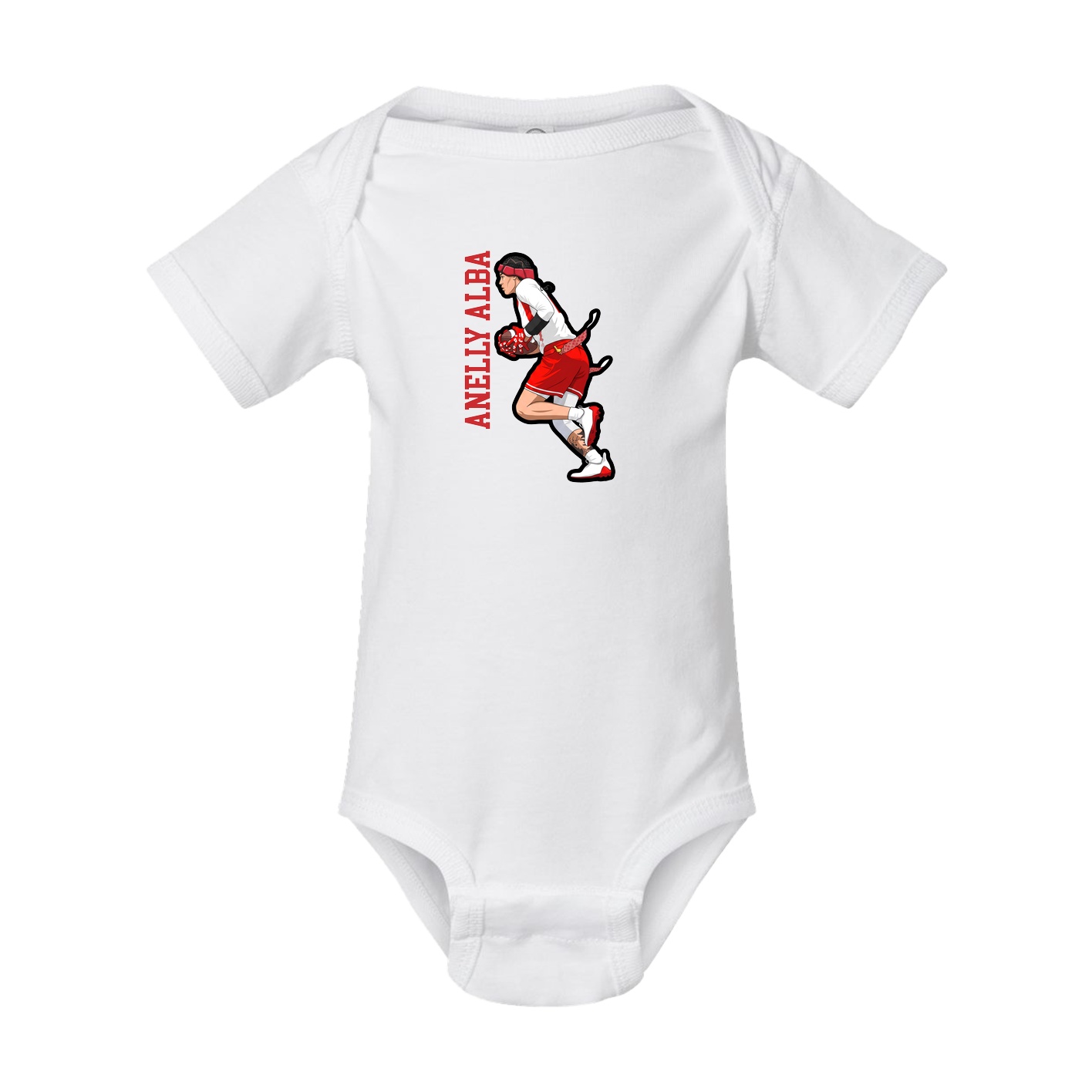 Baby Onesie — Name Vertical in White