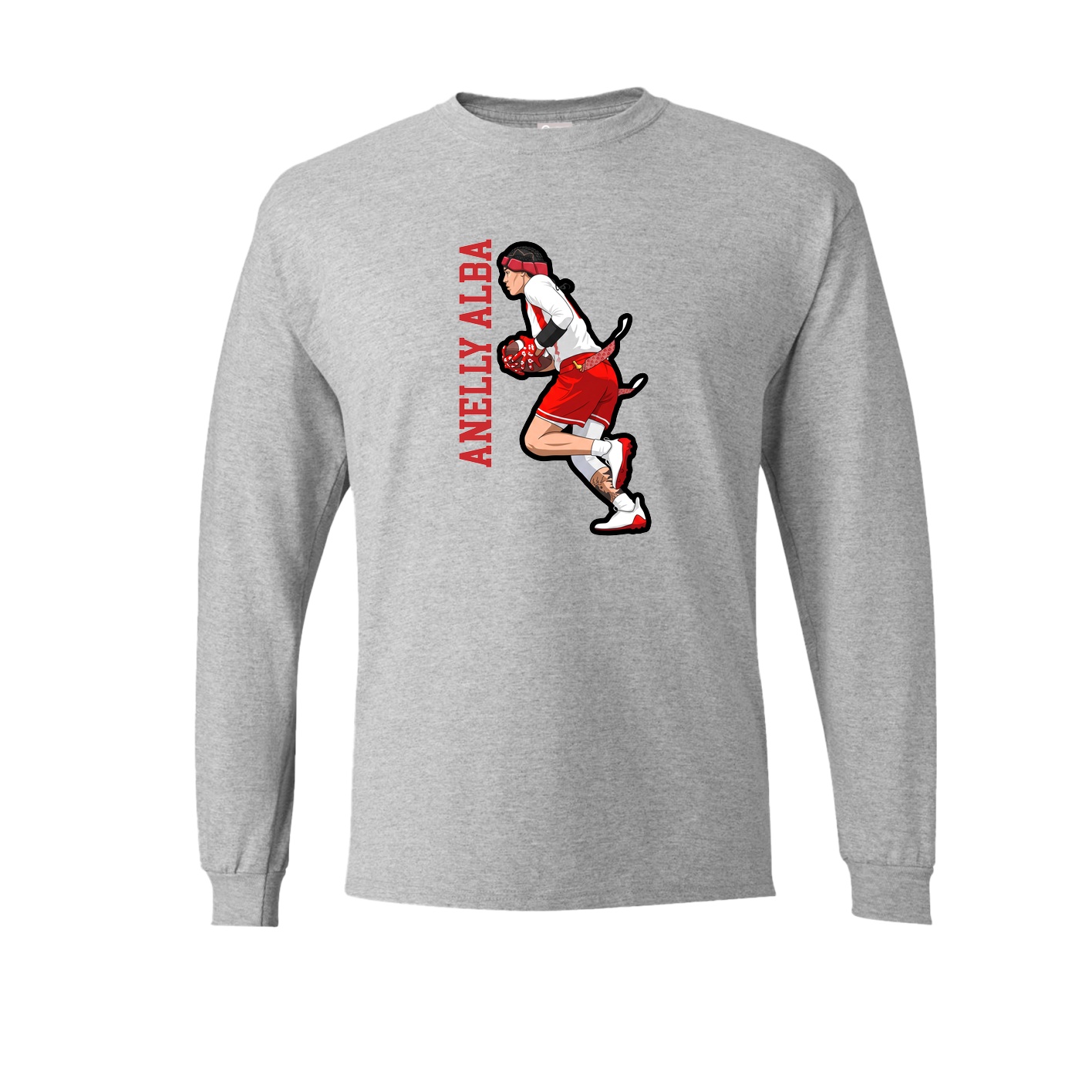 Long Sleeve Tee — Name Vertical in Grey