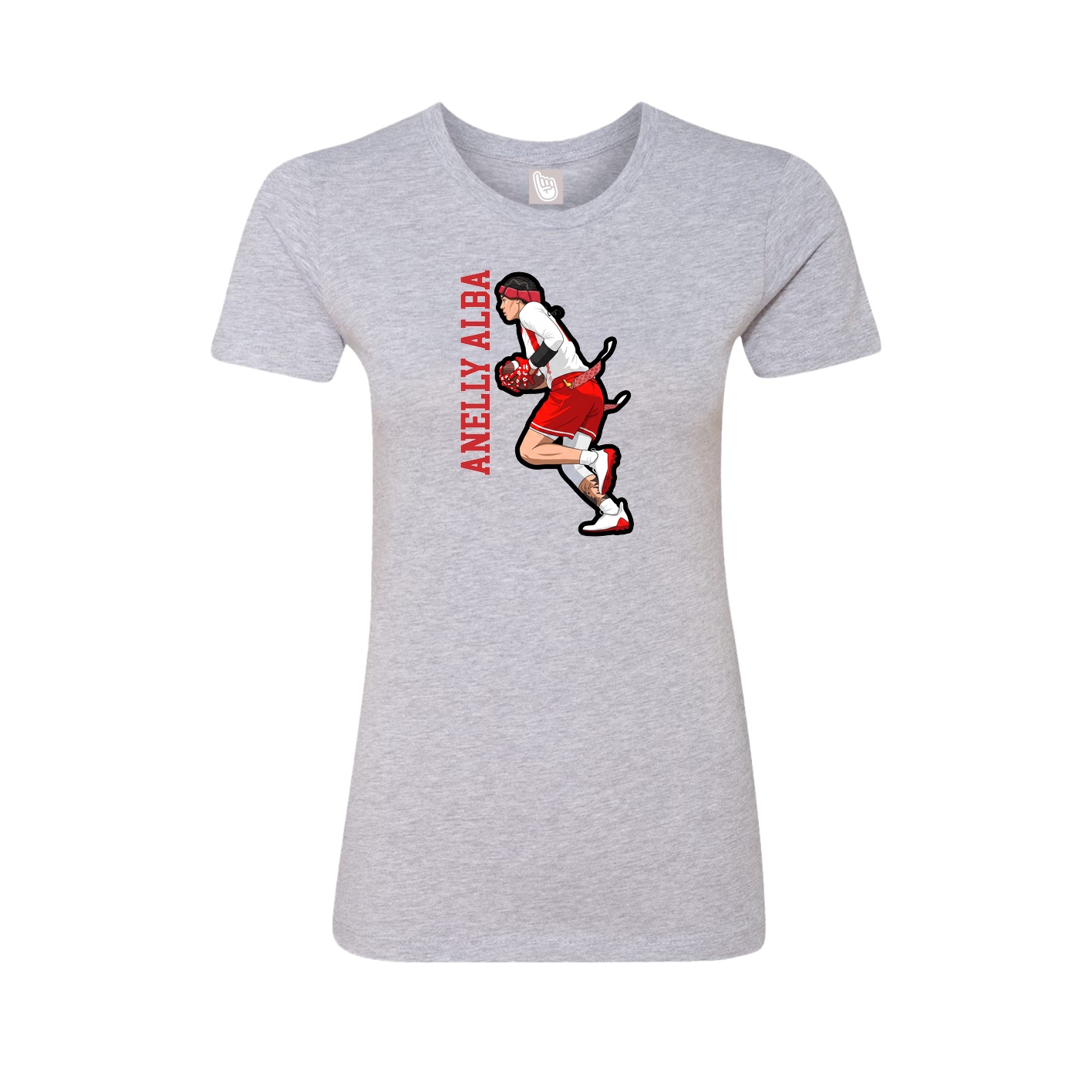 Womens Tee — Name Vertical in Grey