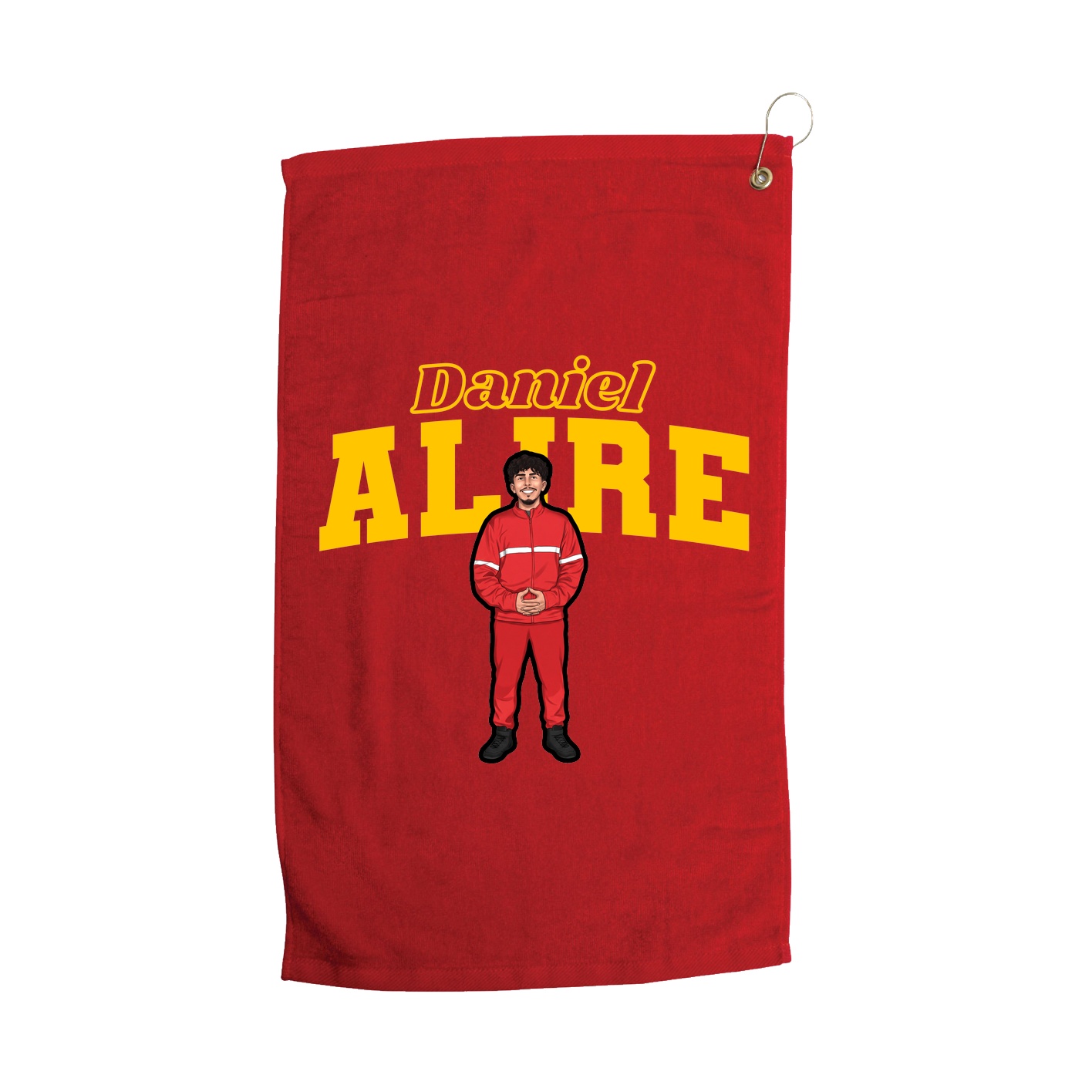 Golf Towel — Name Arch in Red