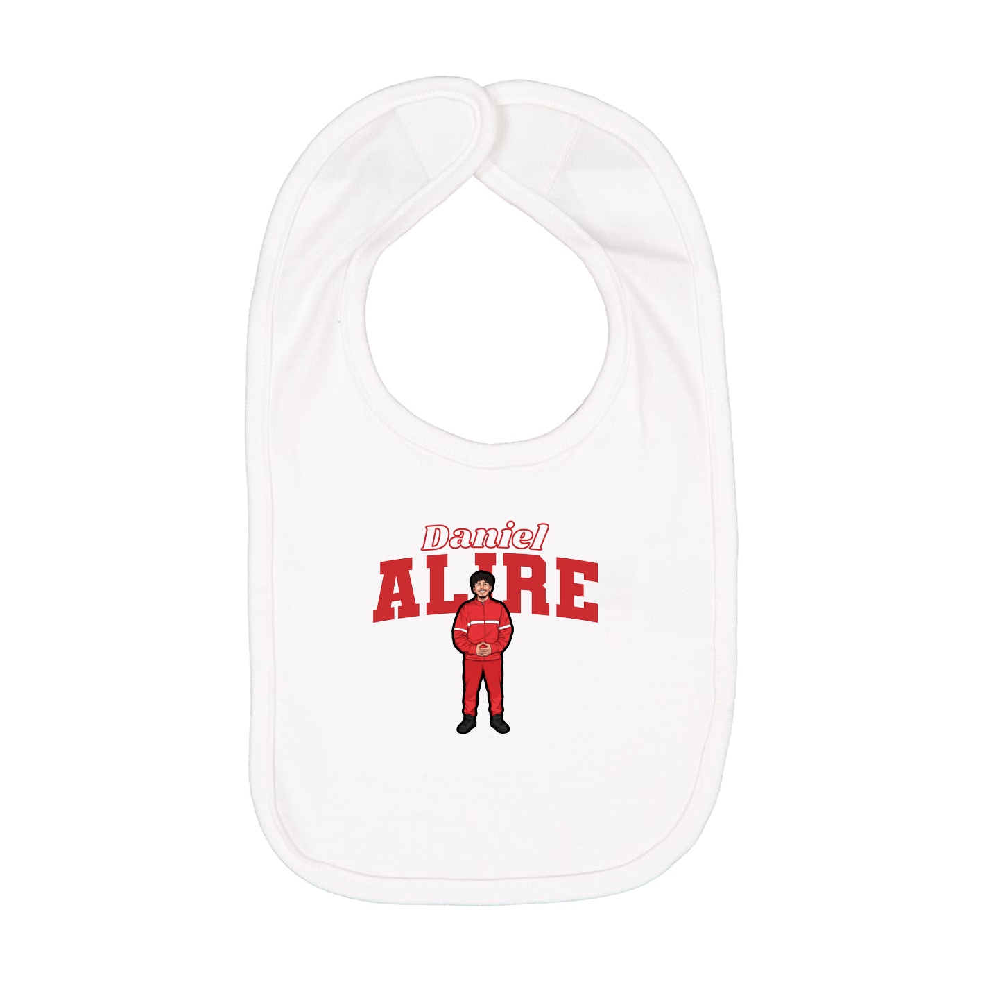 Infant Bib — Name Arch in White