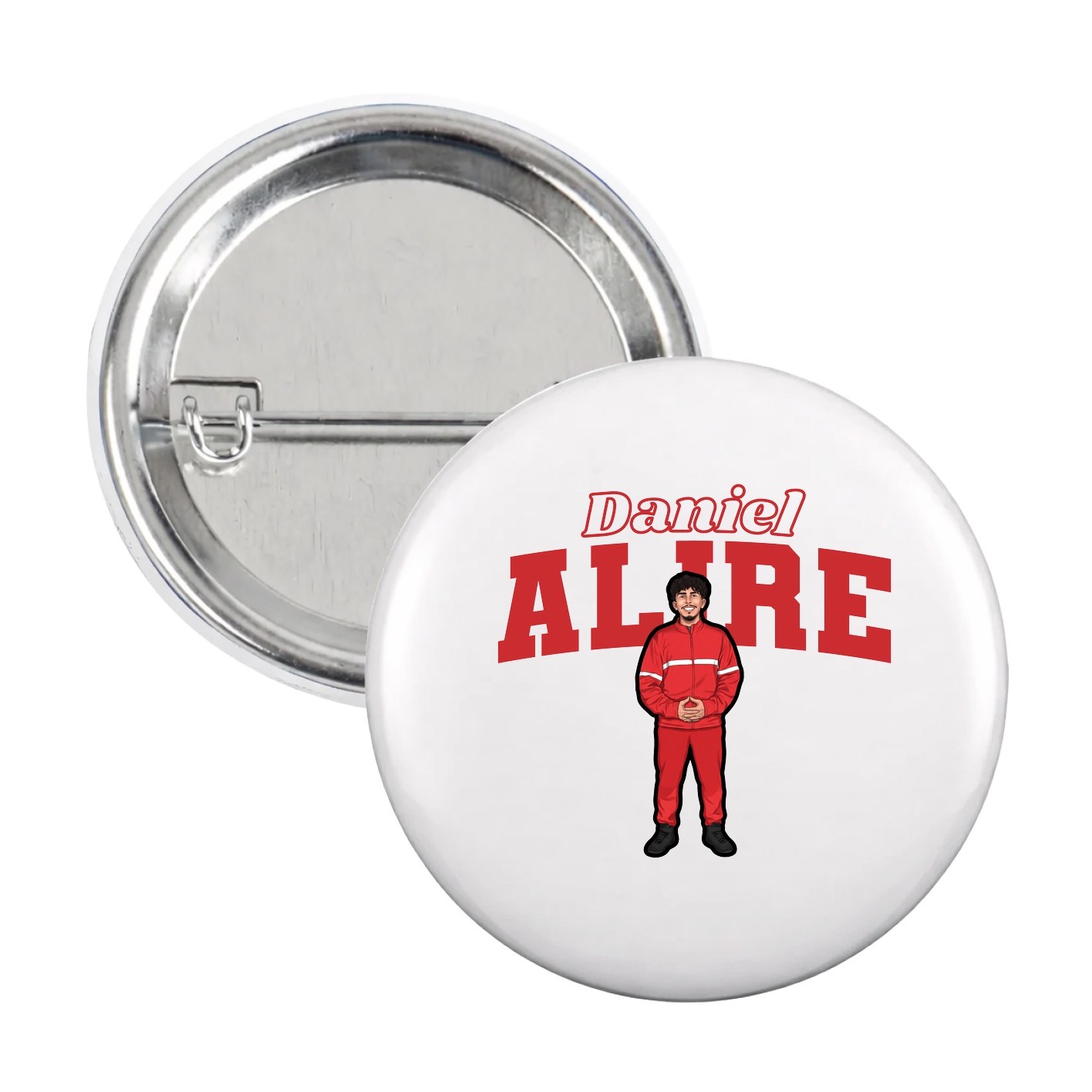 Game Day Button — Name Arch in White