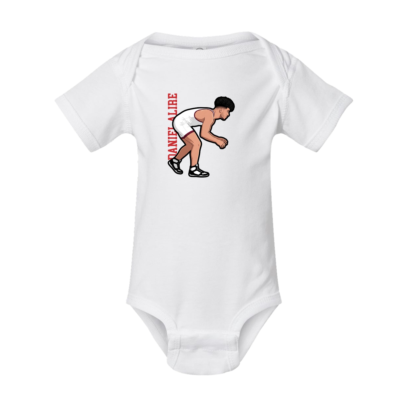 Baby Onesie — Name Vertical in White