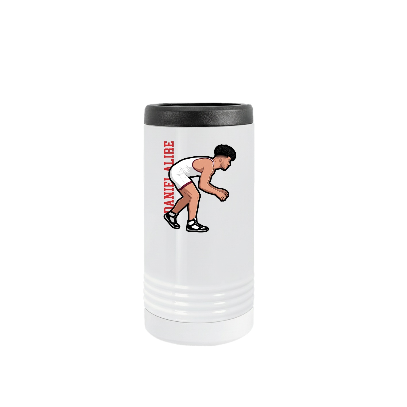 Slim Beverage Holder — Name Vertical in White