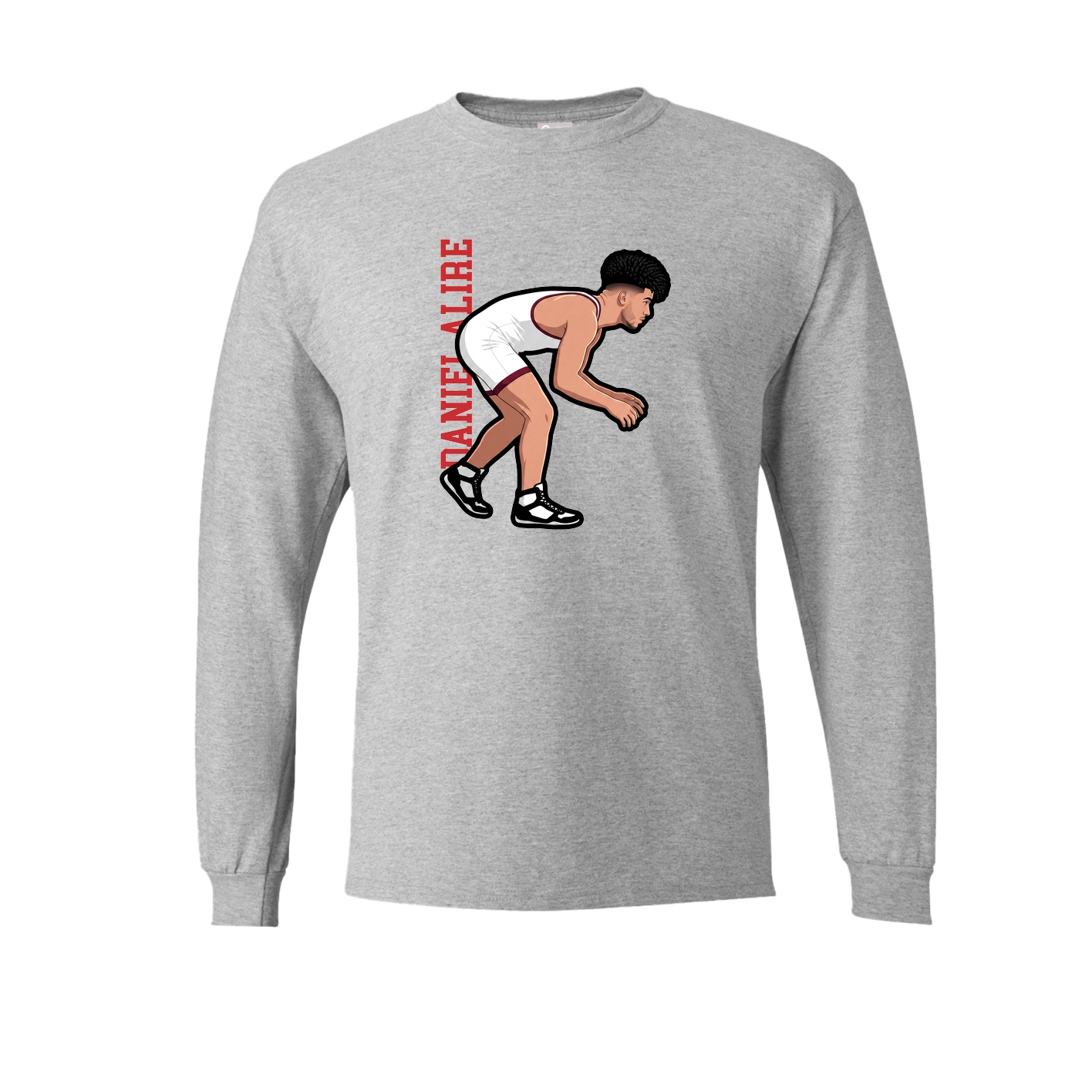 Long Sleeve Tee — Name Vertical in Grey