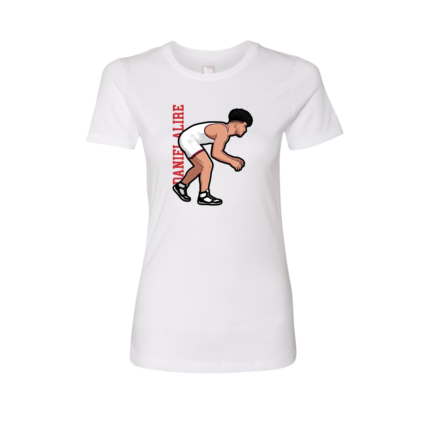 Fitted Women's Tee — Name Vertical in White