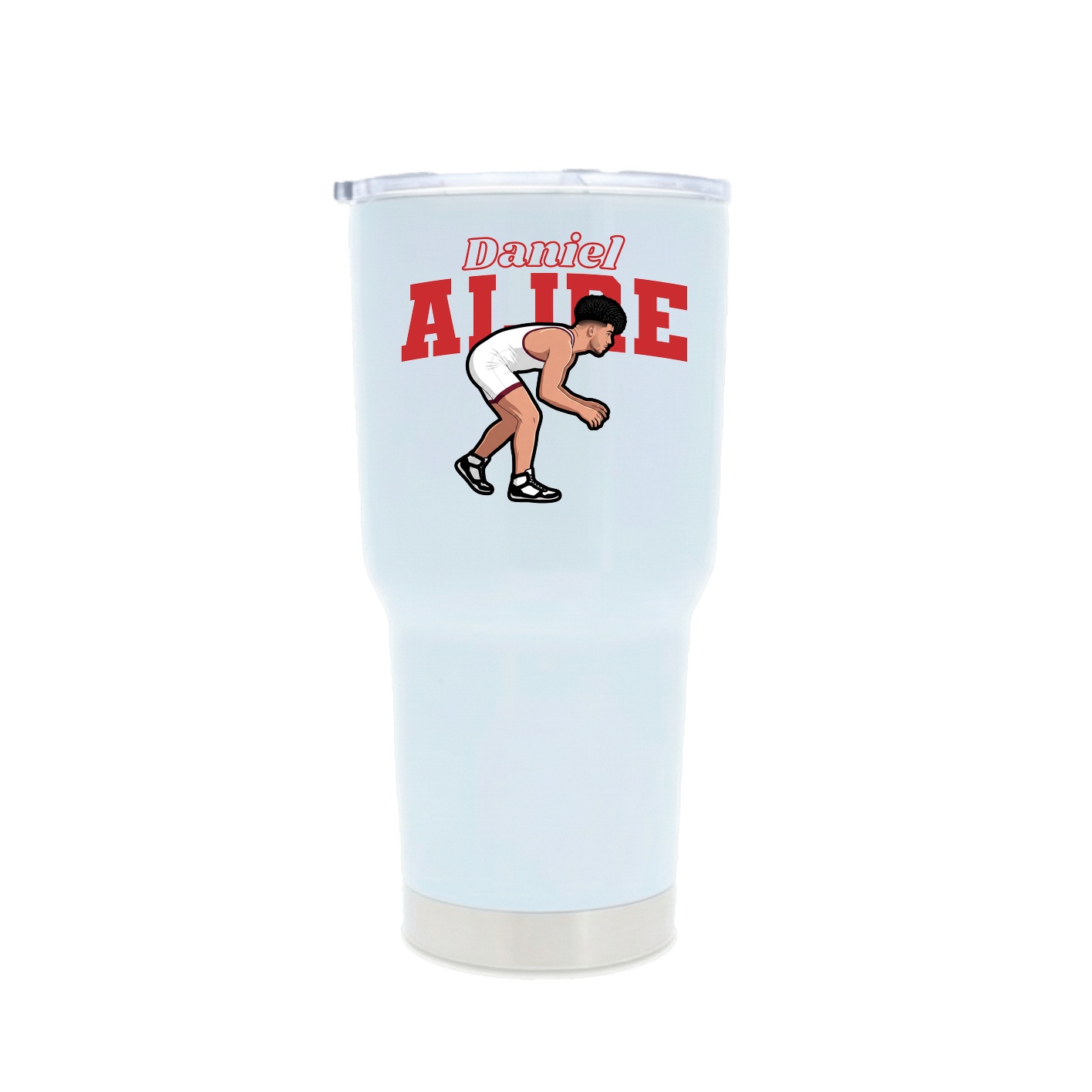 30oz Stainless Steel Tumbler — Name Arch in White