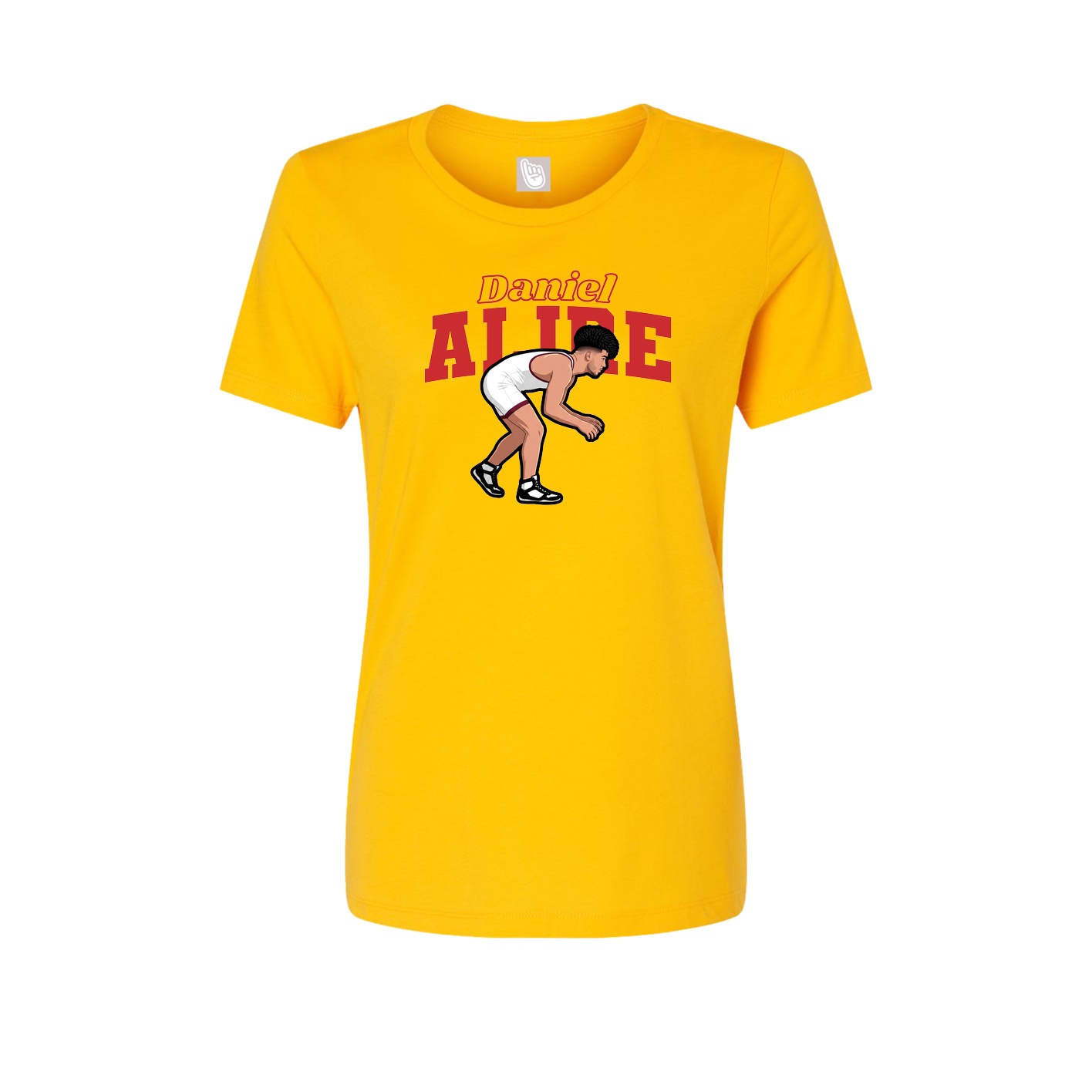 Fitted Women's Tee — Name Arch in Gold