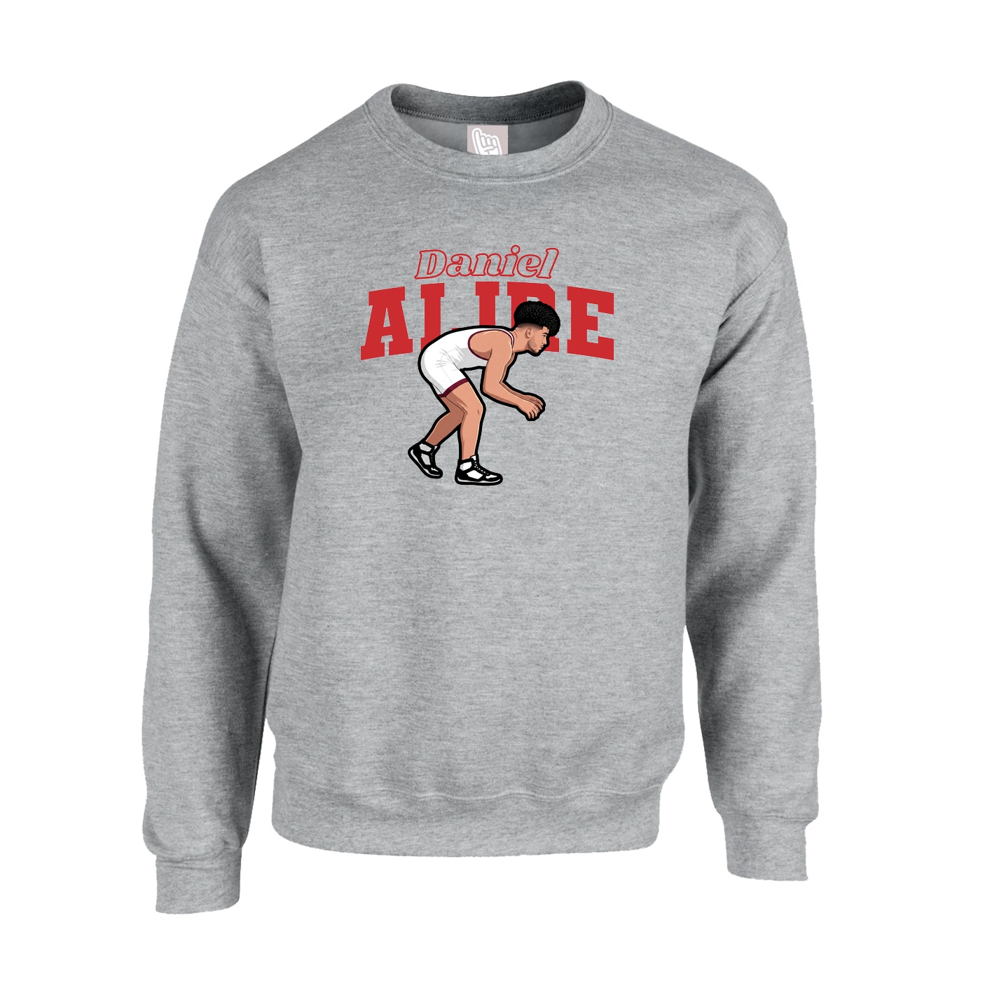 Fleece Crew — Name Arch in Grey