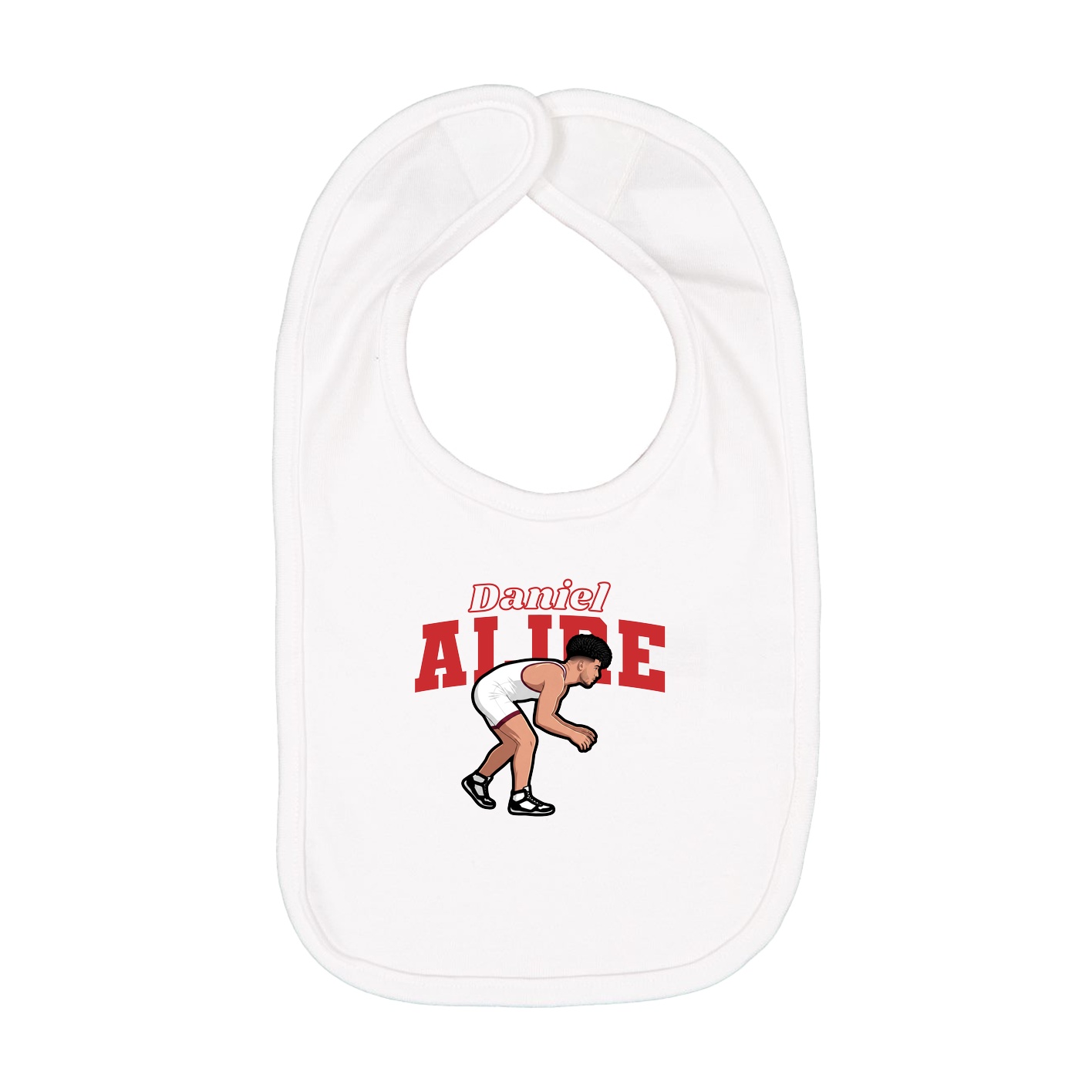 Infant Bib — Name Arch in White