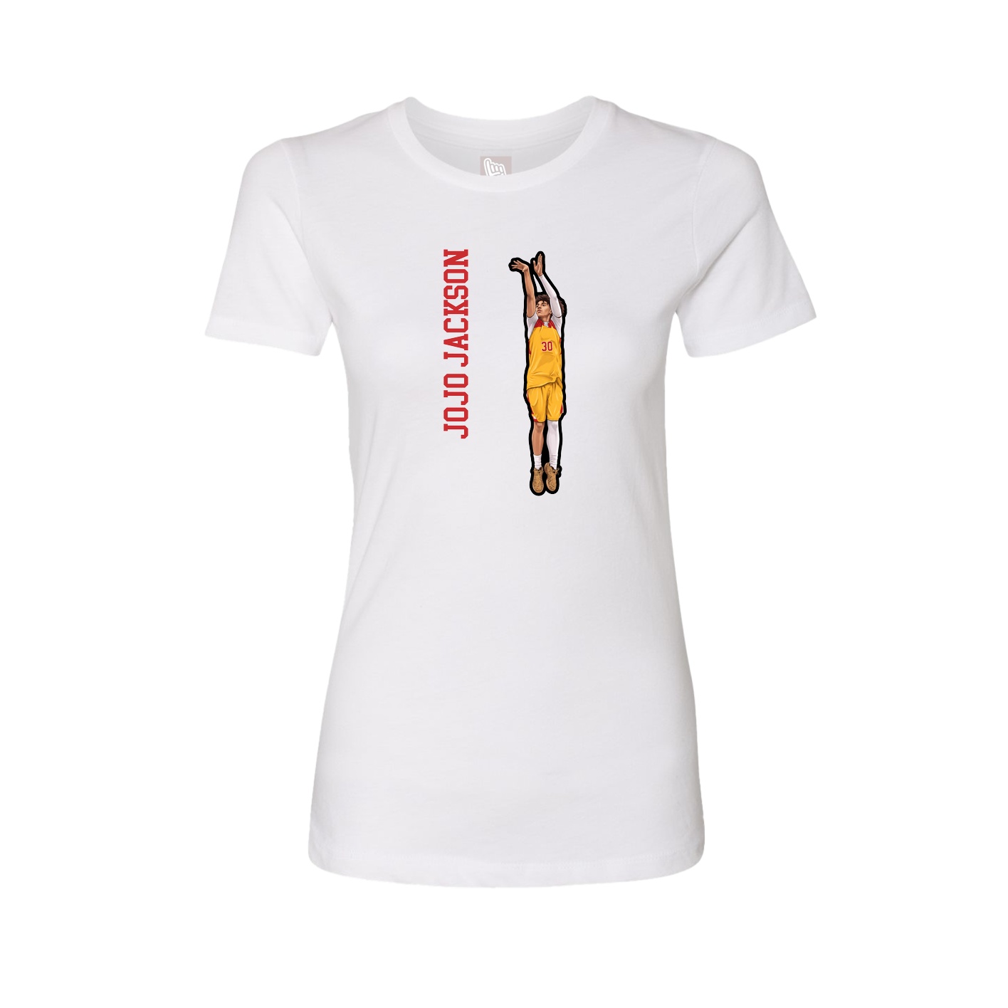 Fitted Women's Tee — Name Vertical in White