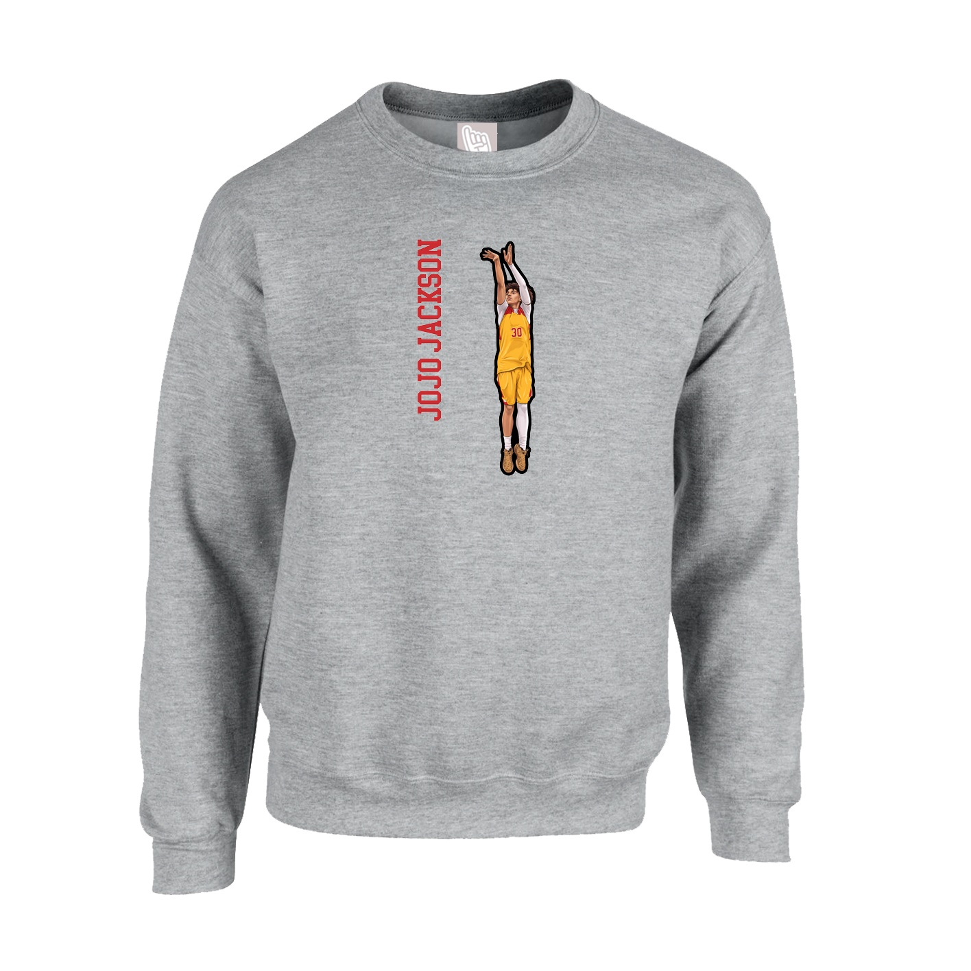 Fleece Crew — Name Vertical in Grey