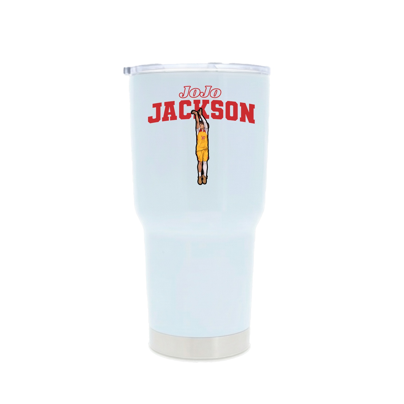 30oz Stainless Steel Tumbler — Name Arch in White