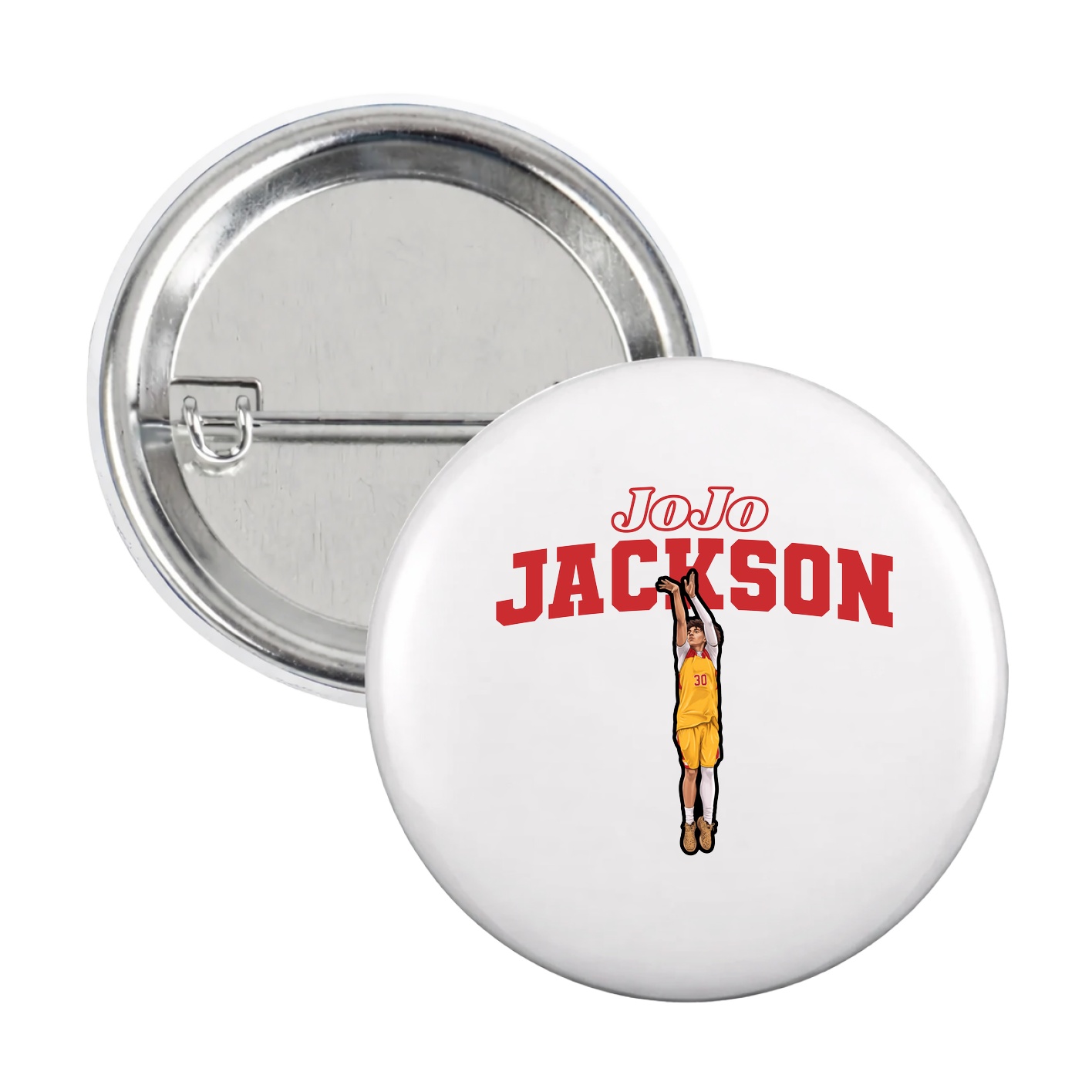 Game Day Button — Name Arch in White