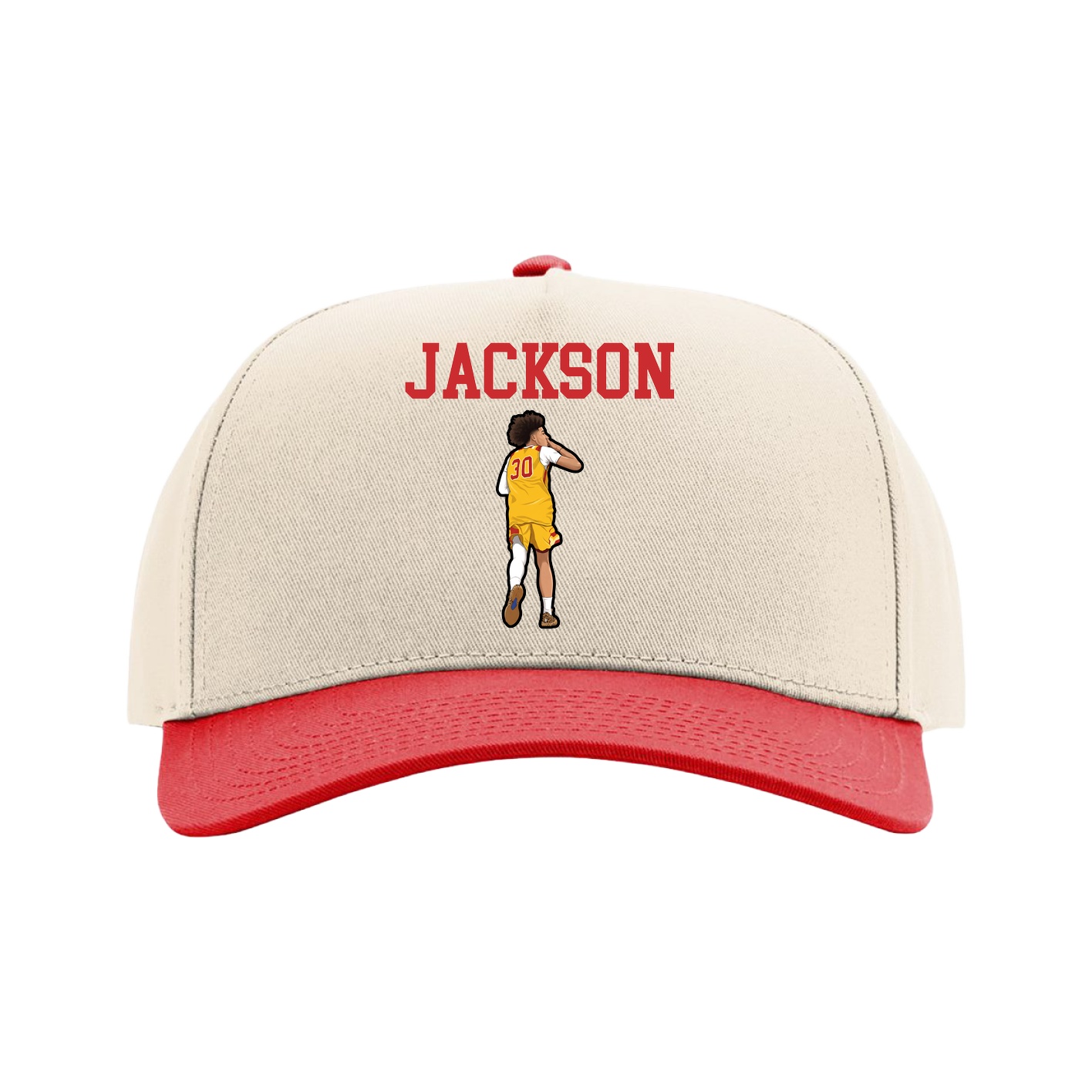 Full Fabric Five-Panel Champ Cap — Shirsey in Cream/Red