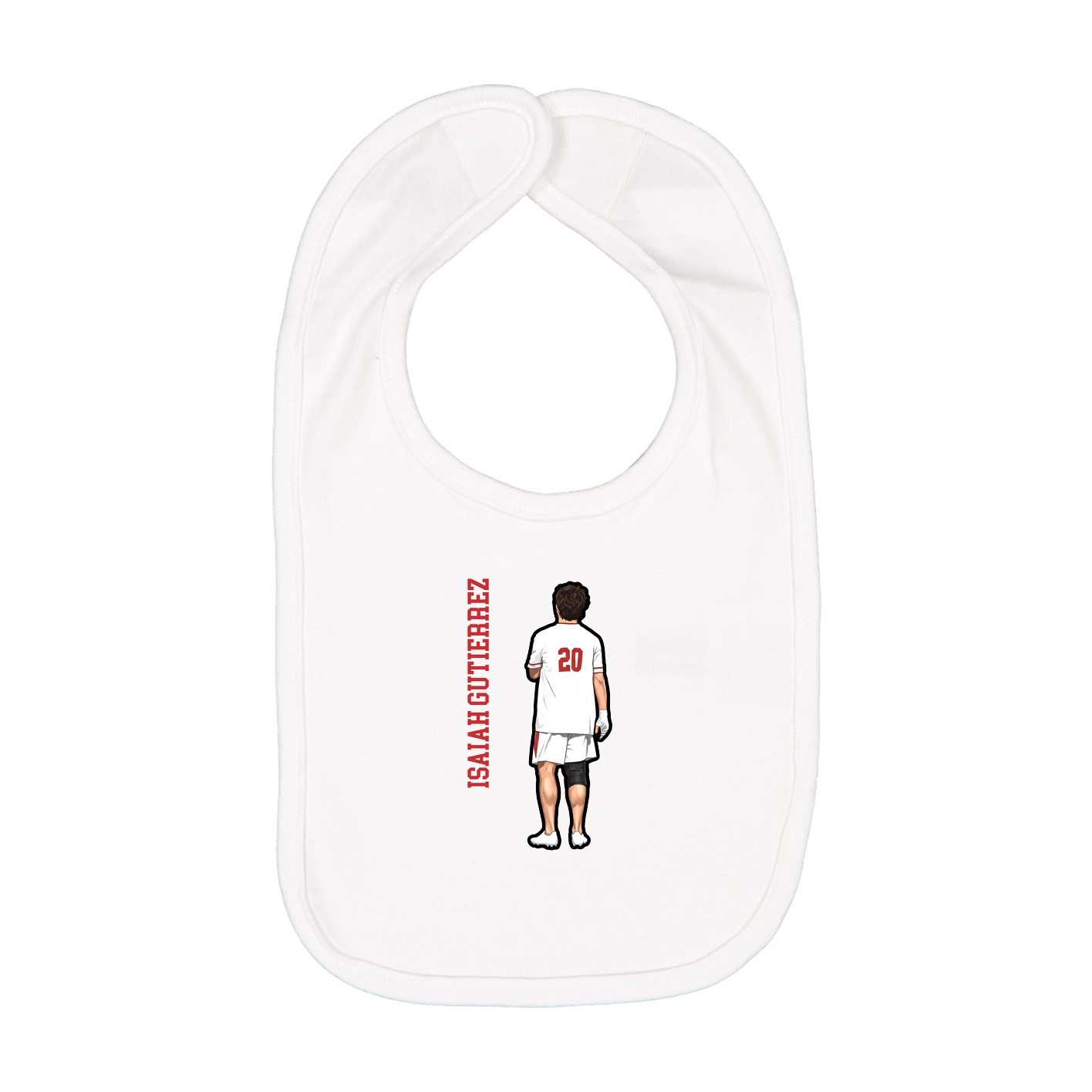 Infant Bib — Name Vertical in White